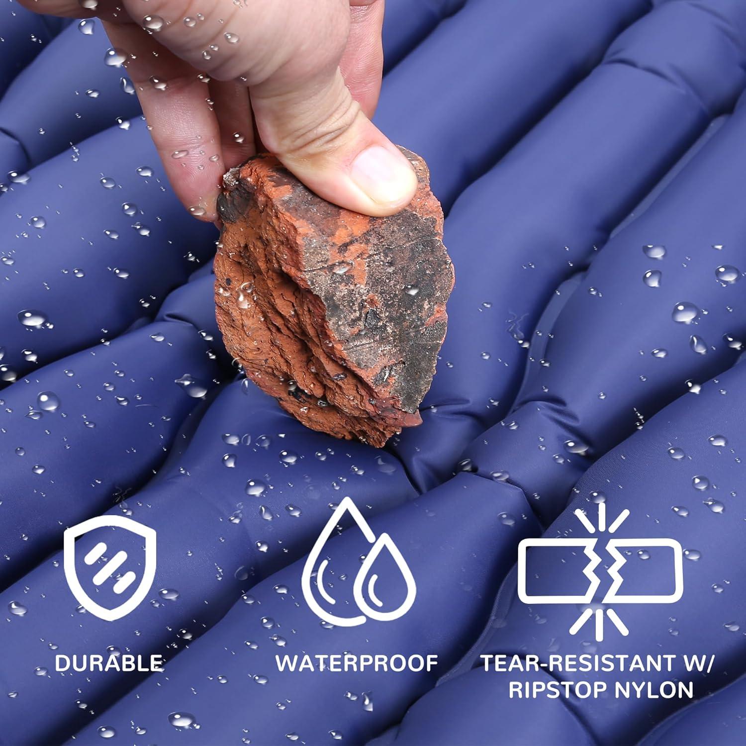 Camping Sleeping Pad Air Mattress - Inflatable Ultralight Ergonomic Design Compact Airpad Backpacking Hiking Outdoor Activities Navy Blue