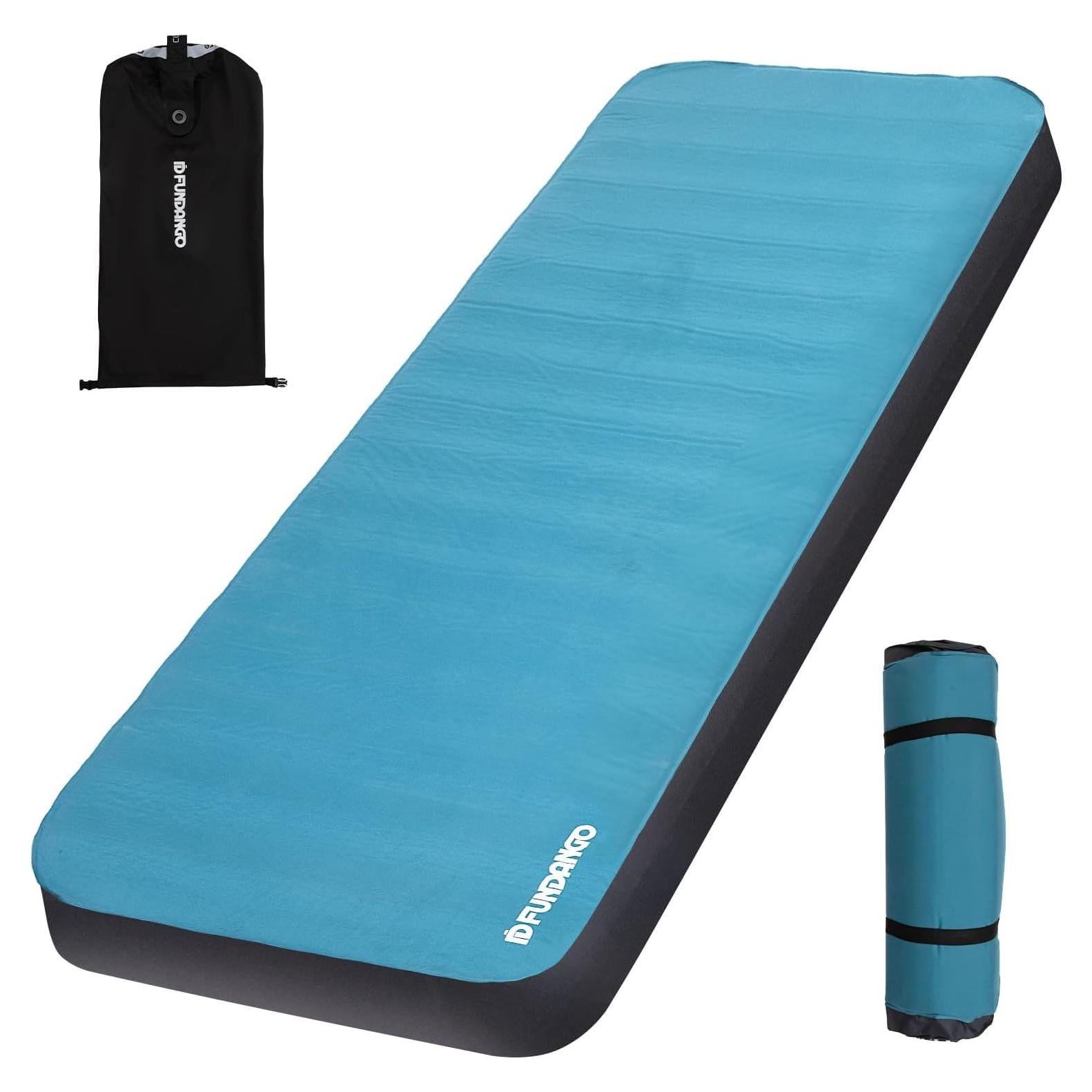 FUNDANGO Camping Self-Inflating Sleeping Pad, Single Twin Size air Foam Mattress Cot with Pump Sack for Tents Car Van Outdoor Home