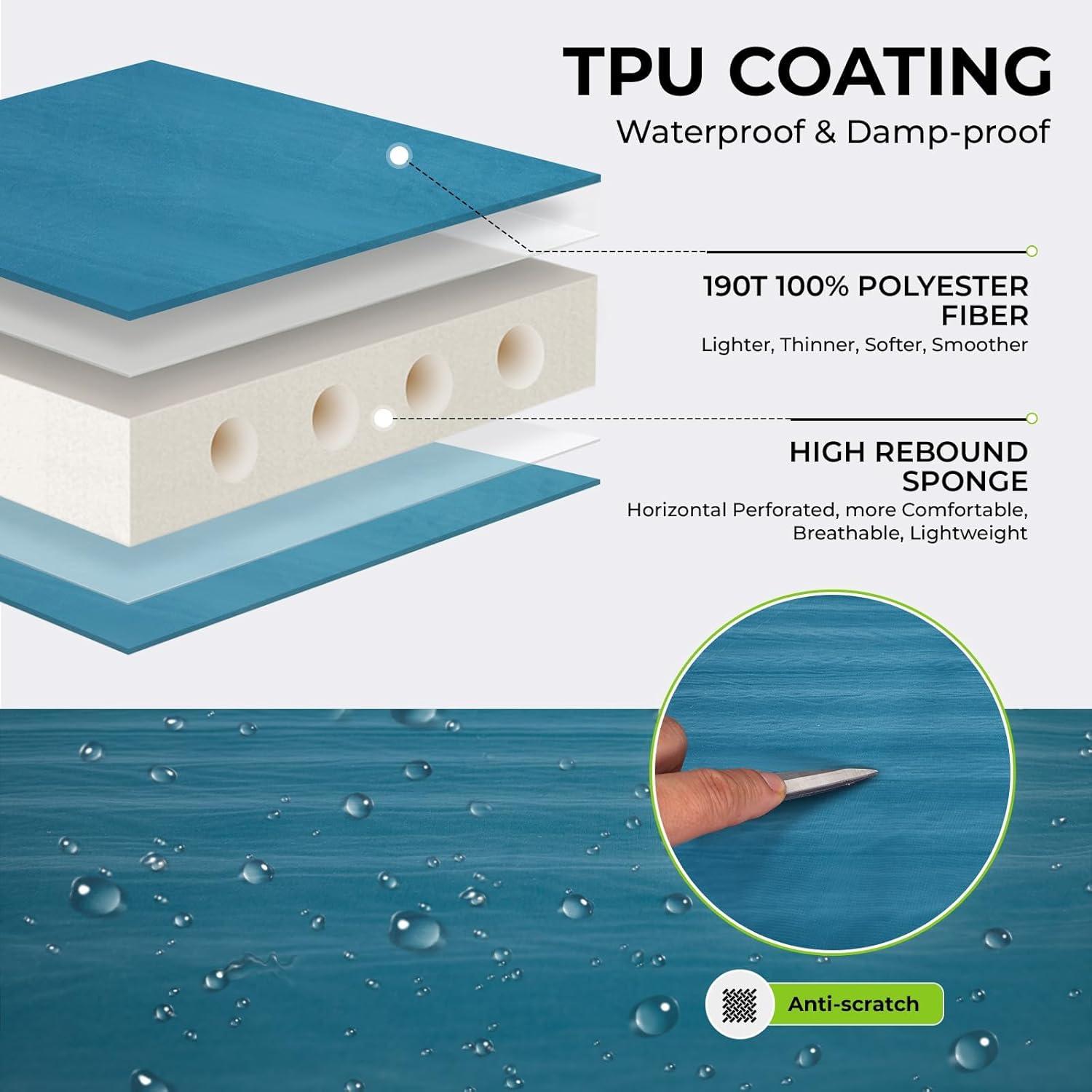 FUNDANGO Camping Self-Inflating Sleeping Pad, Single Twin Size air Foam Mattress Cot with Pump Sack for Tents Car Van Outdoor Home