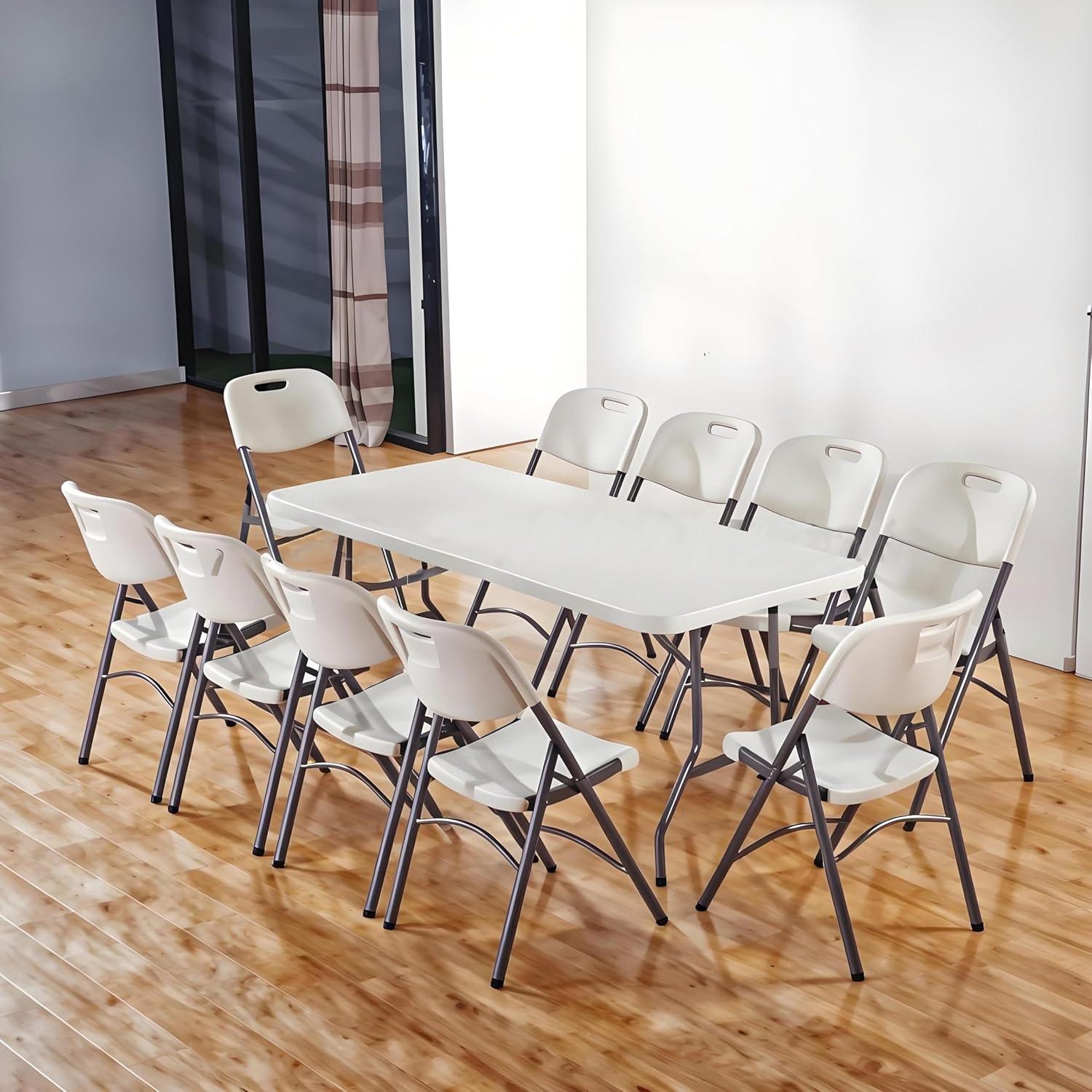 Mesa Plegable 2.44 Metros JingPieCle Blanca Resistente