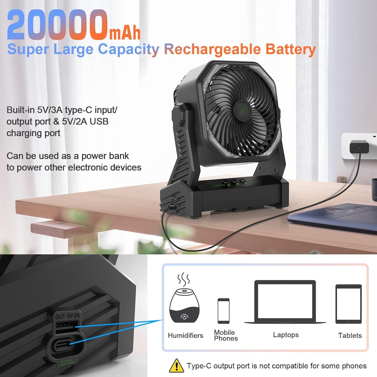 Ventilador Portátil Recargable Gewanolla D11 10000mAh 3 Velocidades