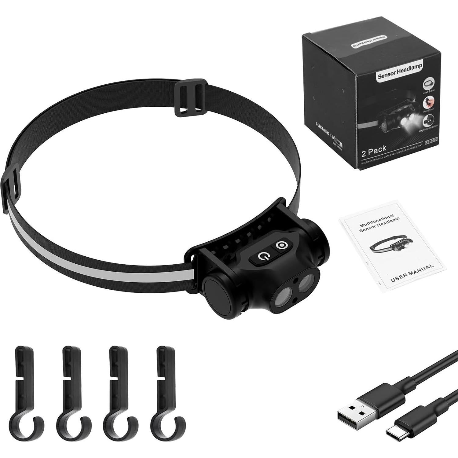 Linterna Frontal Recargable Adamstar 4 Modos Luz Brillante