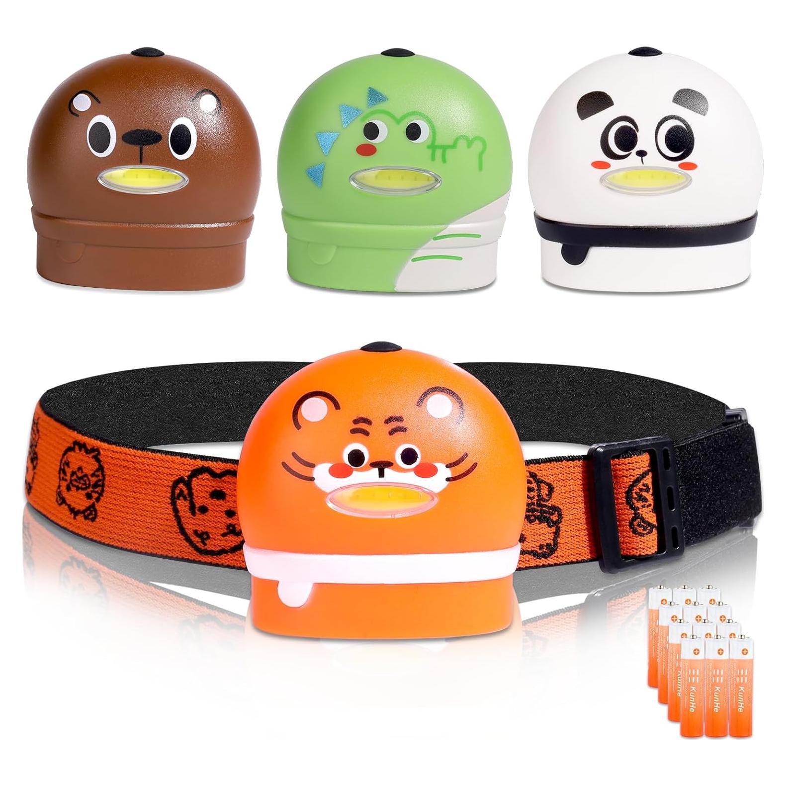 Linterna Frontal para Niños KunHe 4 Paquete IPX4 Baterías Incluidas