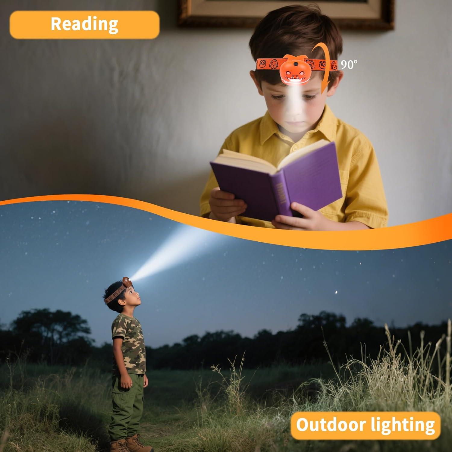 Linterna Frontal para Niños KunHe 4 Paquete IPX4 Baterías Incluidas