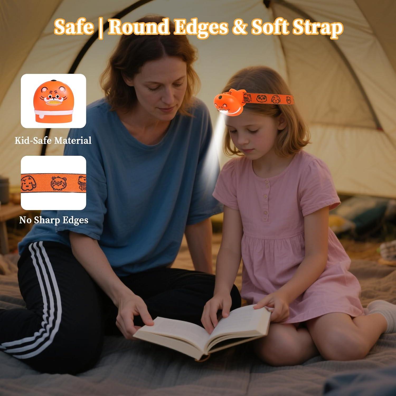 Linterna Frontal para Niños KunHe 4 Paquete IPX4 Baterías Incluidas