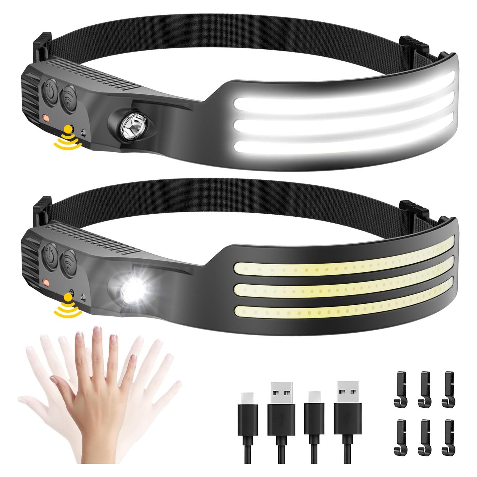 Linterna Frontal Recargable Eatelsin 2PCS 230° Luz LED