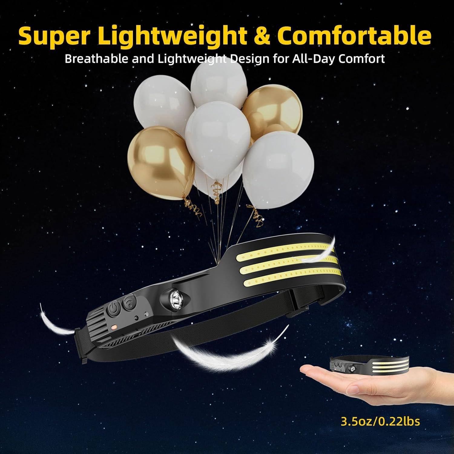 Linterna Frontal Recargable Eatelsin 2PCS 230° Luz LED