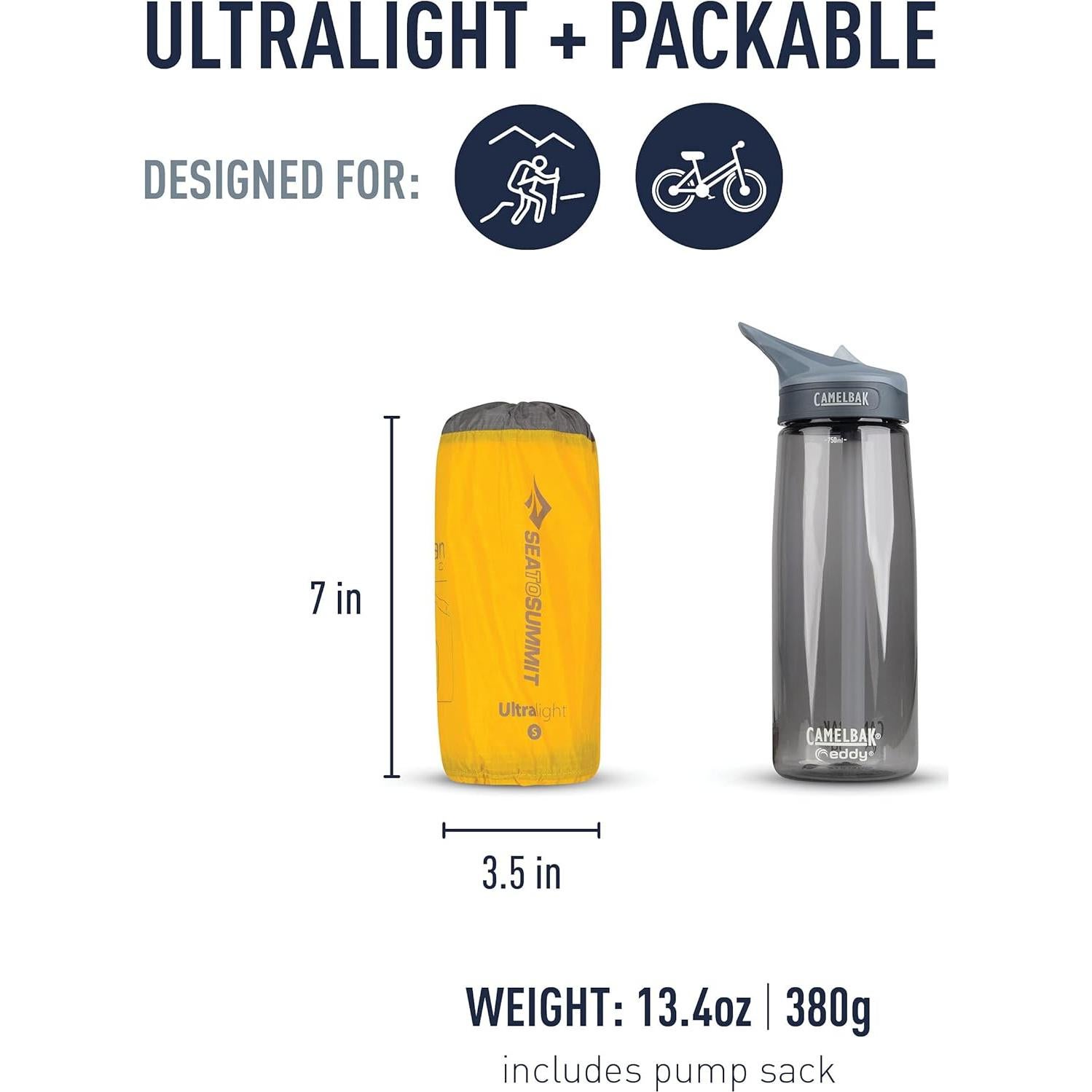 Sea to Summit Ultralight Backpacking Air Mattress, Small (66 x 21.5 x 2 inches)