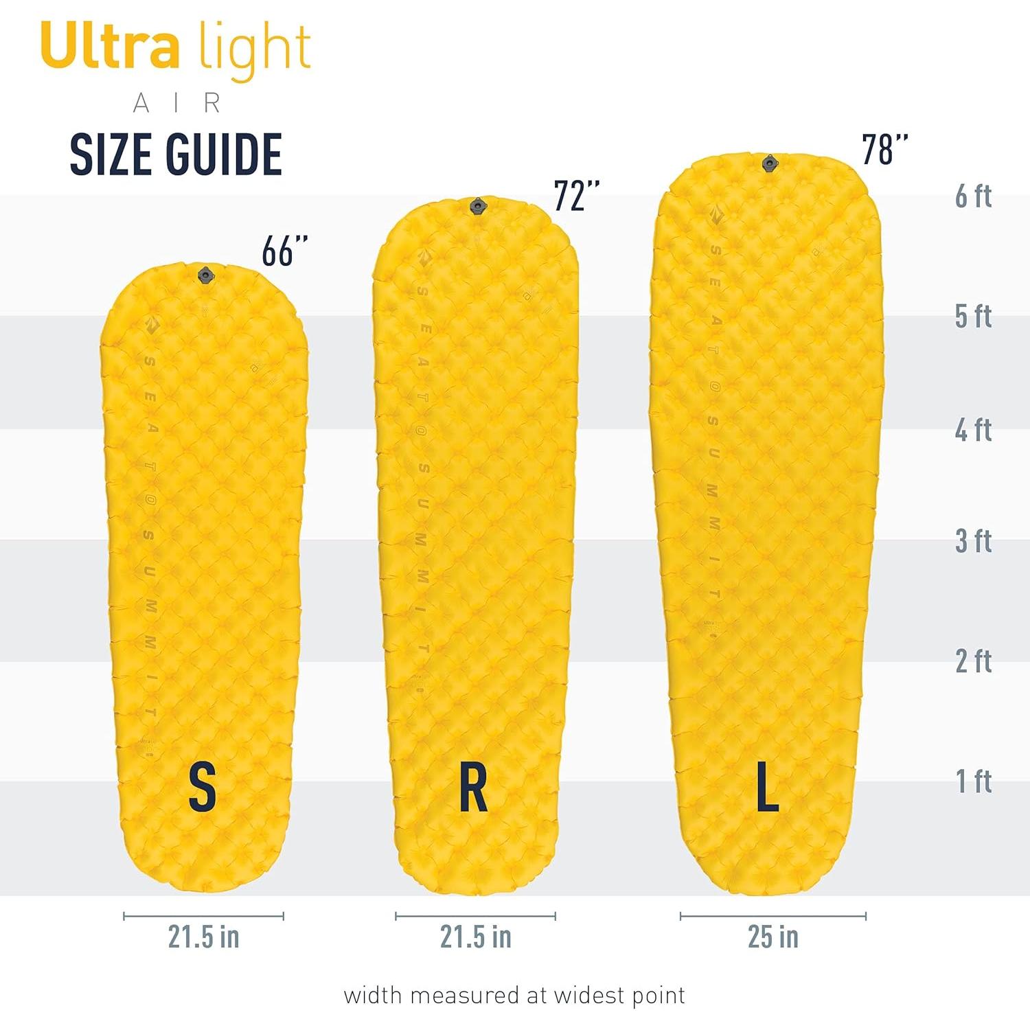 Sea to Summit Ultralight Backpacking Air Mattress, Small (66 x 21.5 x 2 inches)