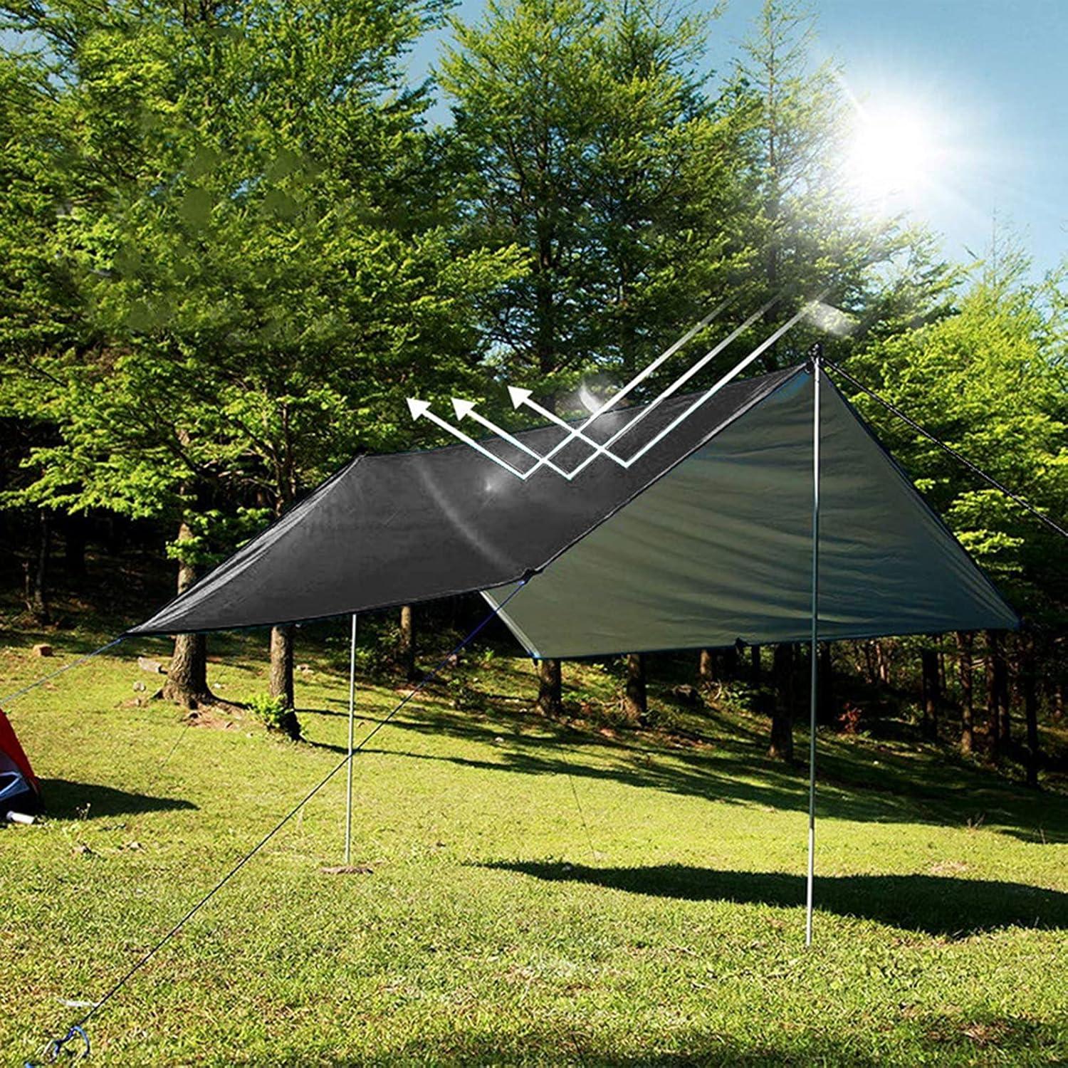 Camping Tarpaulin Rain Shed Easy to Install Camping Tarpaulin Tent Suitable for Backpacking Trekking Adventure Survival Equipment 118inch