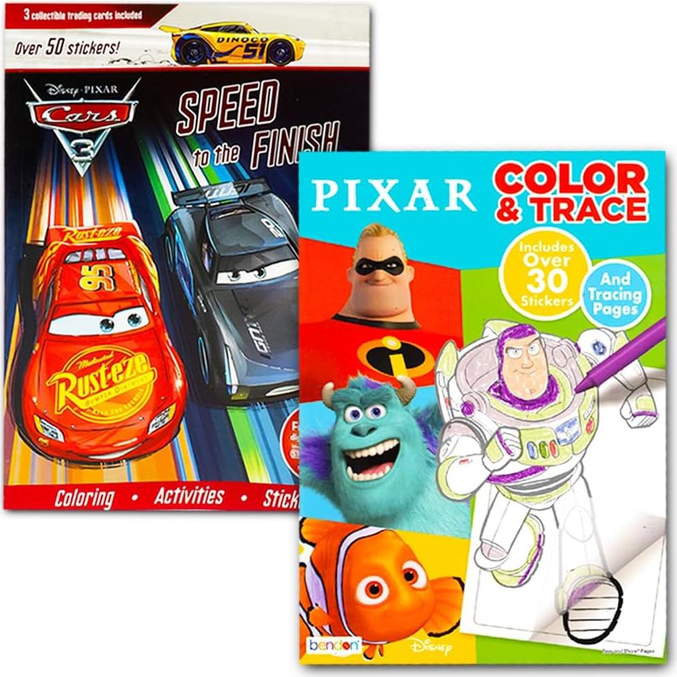 Conjunto de Libros para Colorear Disney Pixar - 4 Títulos + Stickers