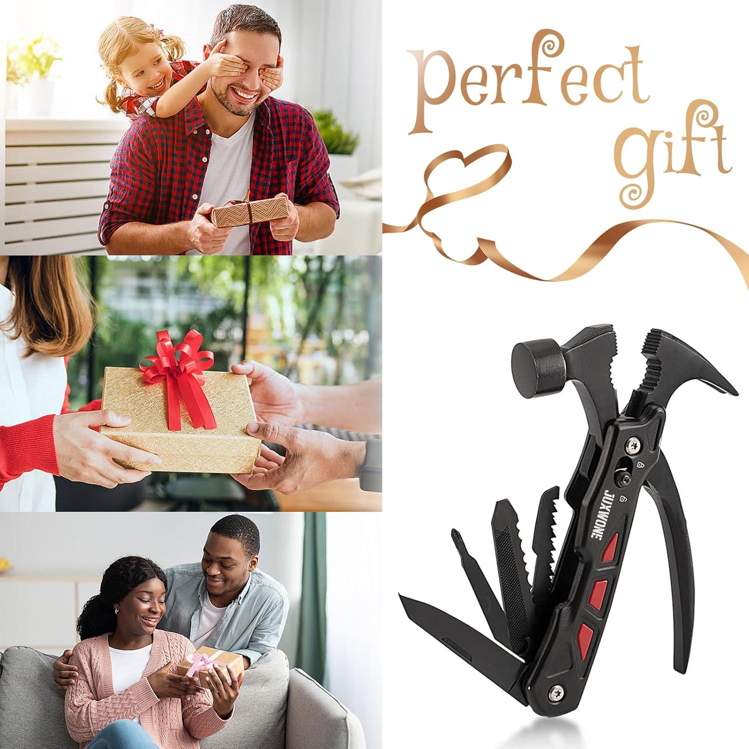 Multiherramienta JUXWONE 12 en 1 Martillo Plegable Negro y Rojo