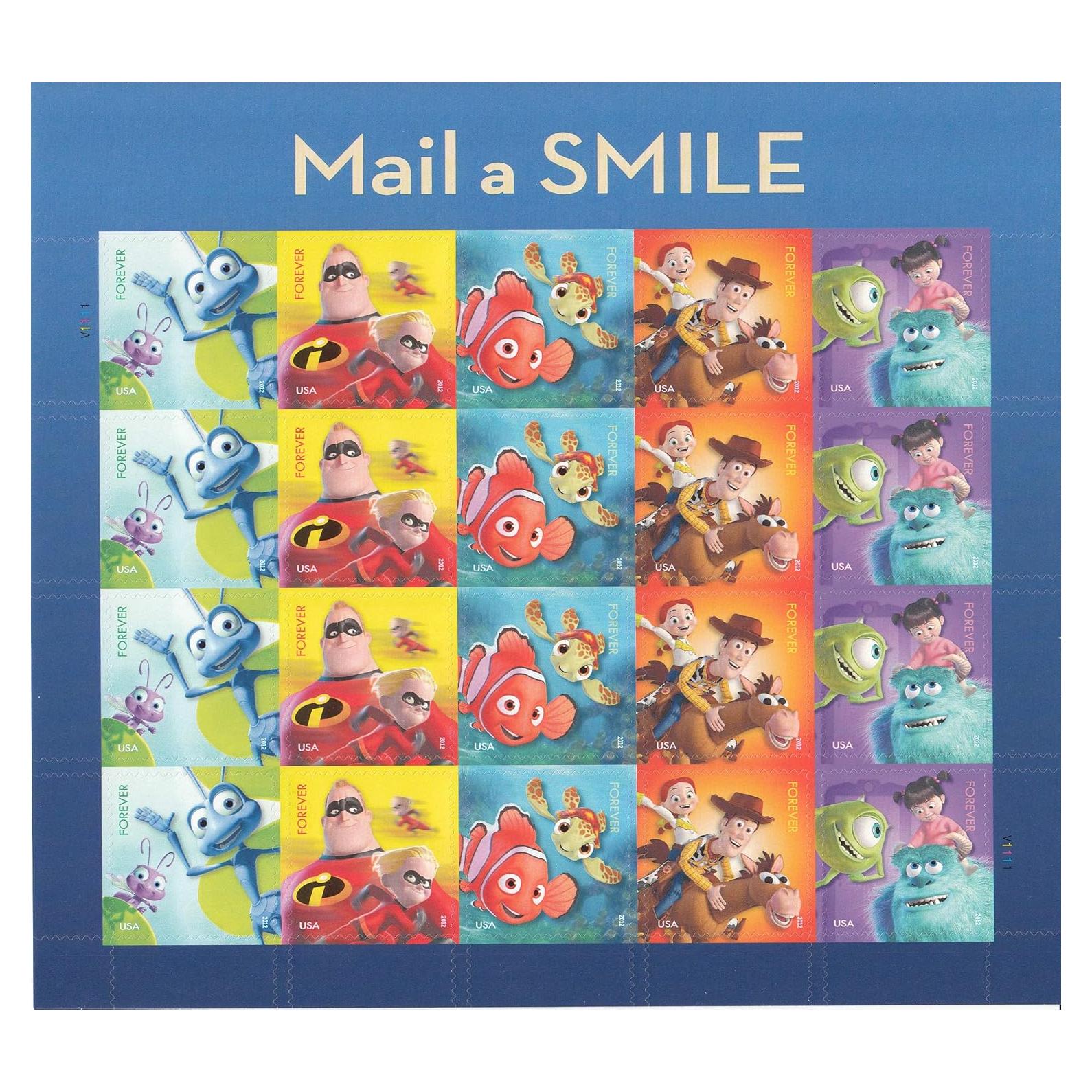 Hoja de 20 Sellos Forever Disney Pixar 2012 - A Bug's Life, Toy Story