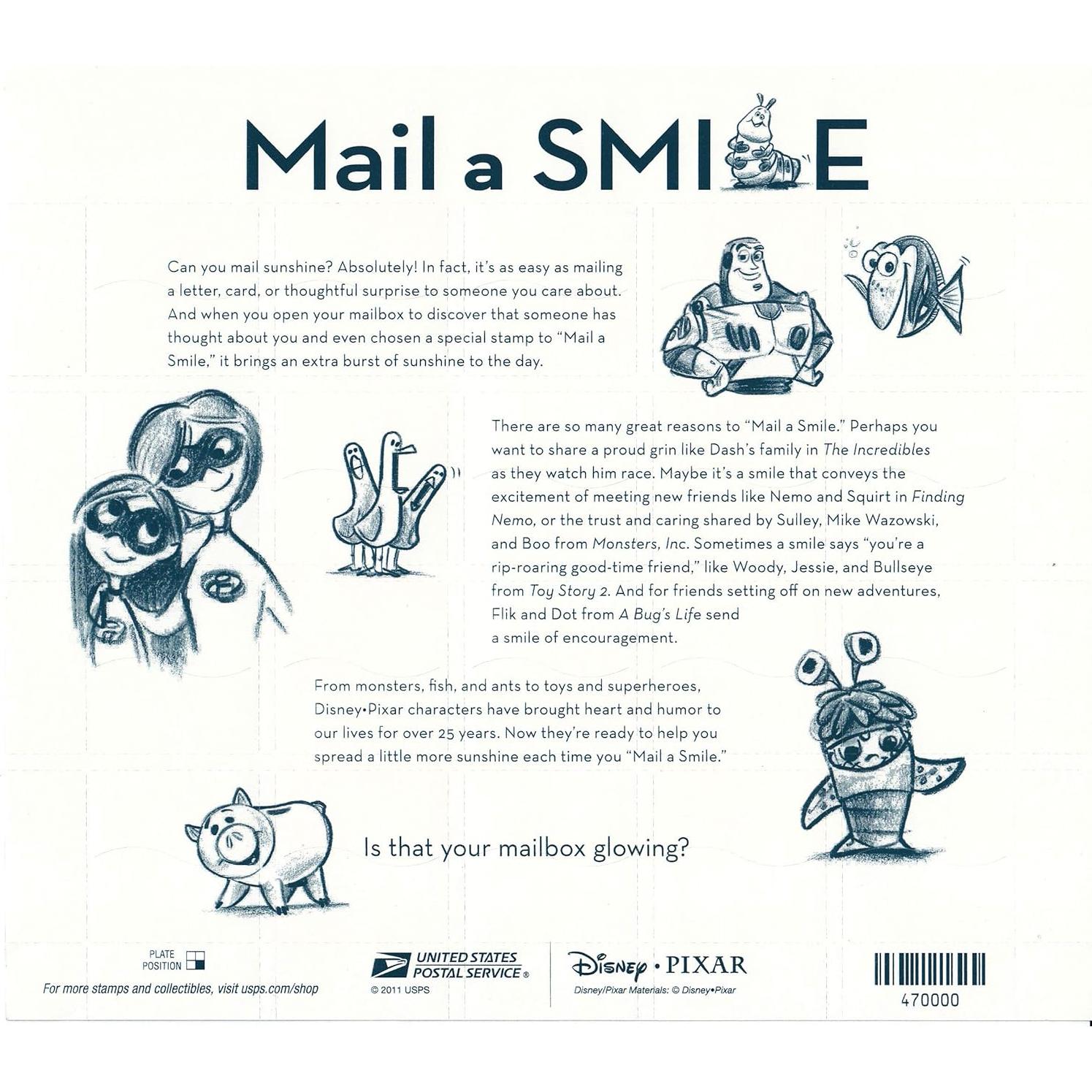 Hoja de 20 Sellos Forever Disney Pixar 2012 - A Bug's Life, Toy Story