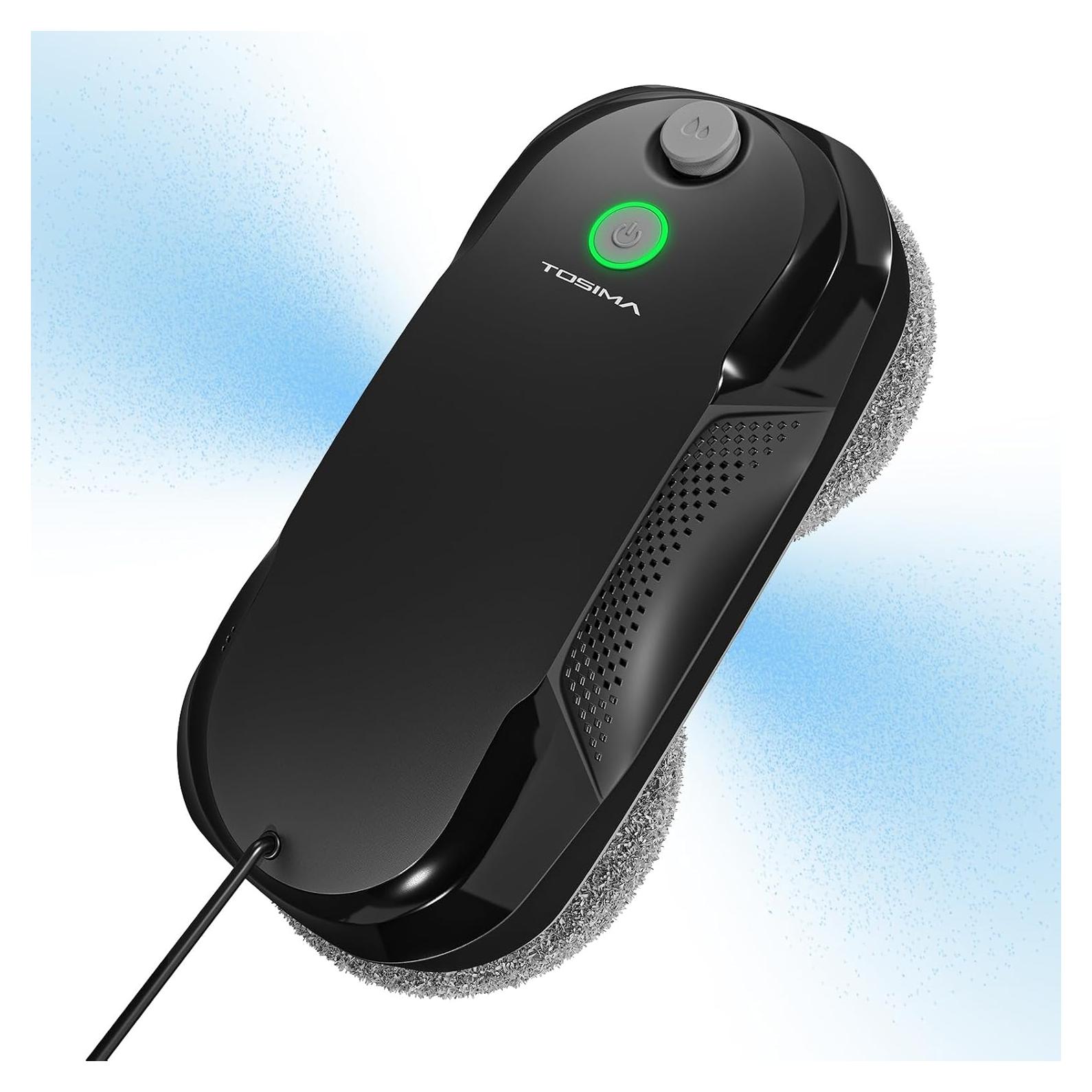 Tosima W5 Window Cleaning Robot, Dual Direction Auto-Spray Smart Window Cleaner with Triple Safety System, Smart Navigation, Remote Control, for All Smooth Surfaces, with 8 Rags, Black