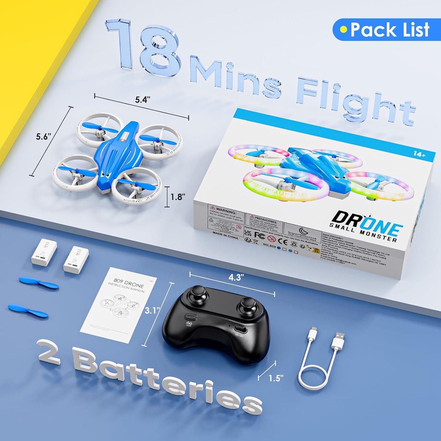 Mini Drone RC Lisoco 809 para Niños con Luces LED y Acrobacias