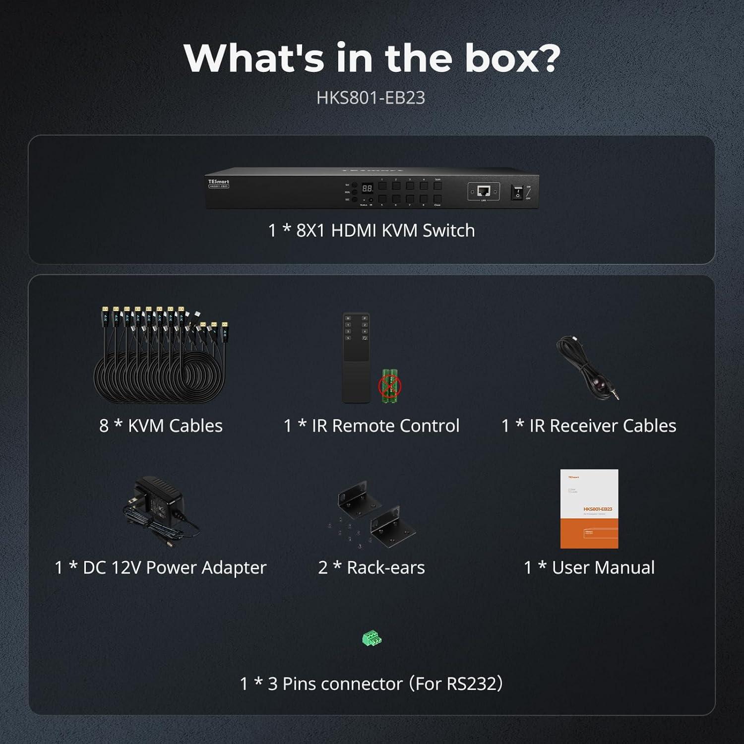 Interruptor KVM HDMI 8 Puertos TESmart 4K@30Hz USB 2.0