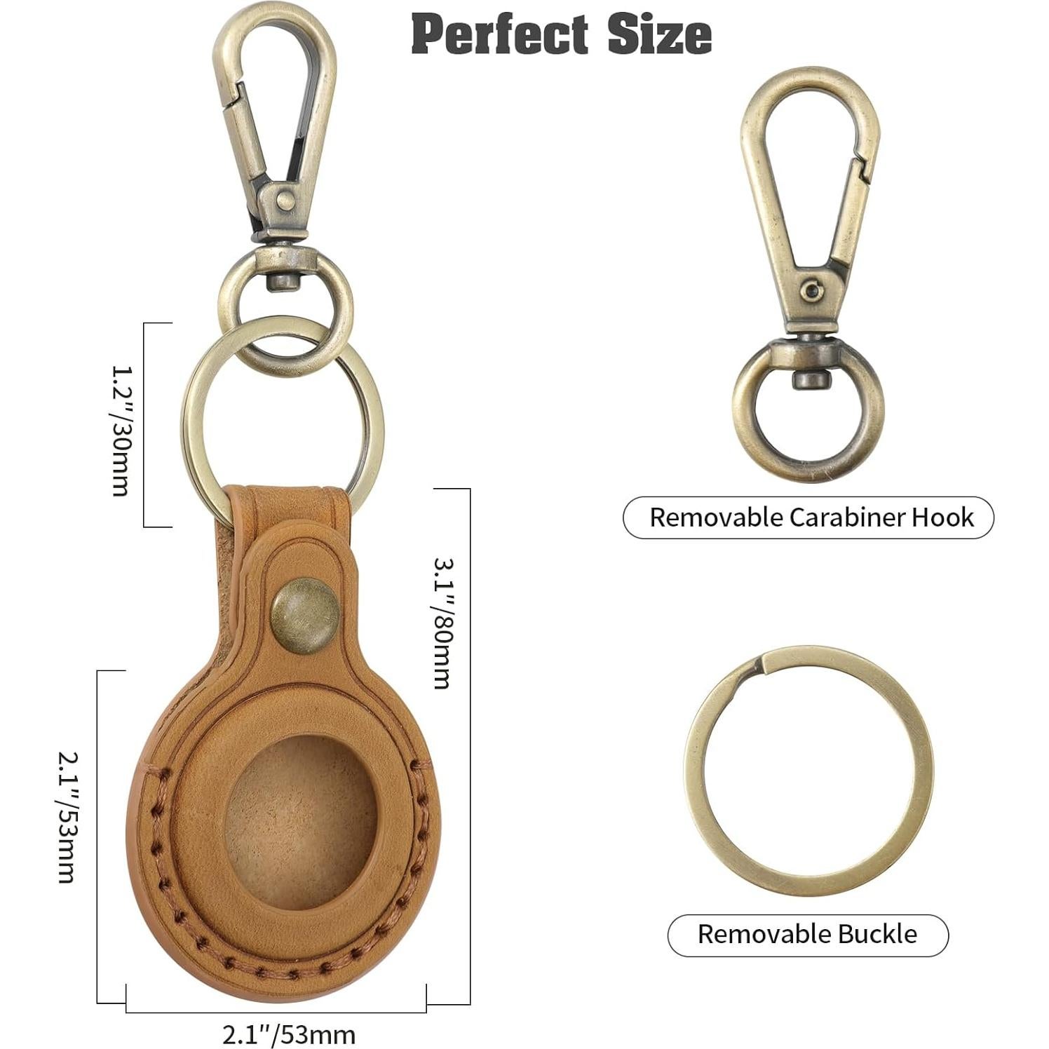 Jack&Chris Leather Case Holder Keychain, Holder with Keyring Protective Case, Leather Keychain for Man, JC304