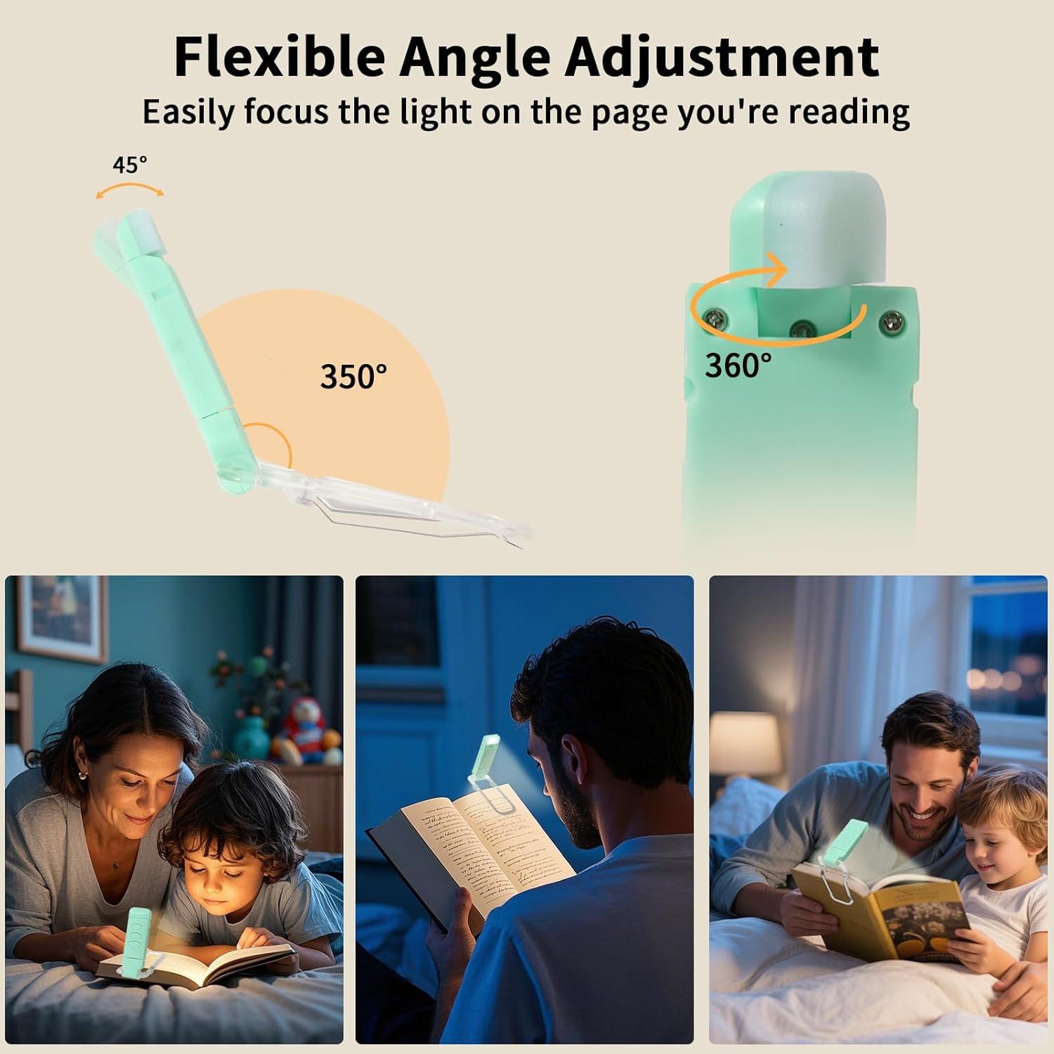 Luz de Libro Recargable Bsdgeclogy Clip-On Verde 80 Horas