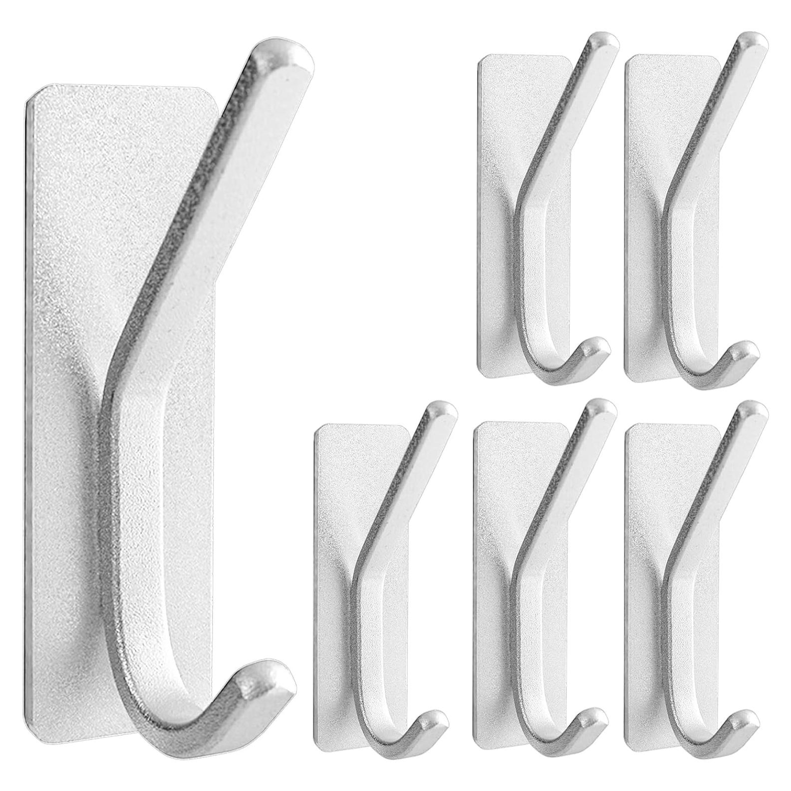 Paoli Heavy Duty Adhesive Hooks,Self-Adhesive Hooks Multiple Colors and Styles 30 lb Maximum Load for Home Schools and Offices（White，Set of 6）