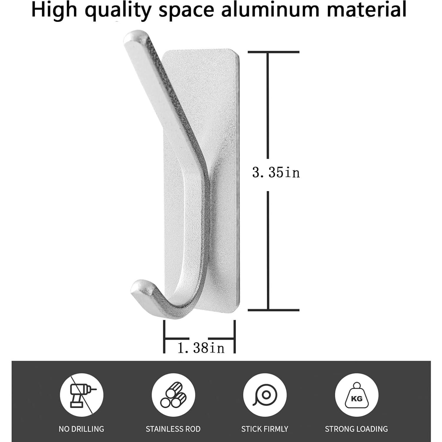 Paoli Heavy Duty Adhesive Hooks,Self-Adhesive Hooks Multiple Colors and Styles 30 lb Maximum Load for Home Schools and Offices（White，Set of 6）