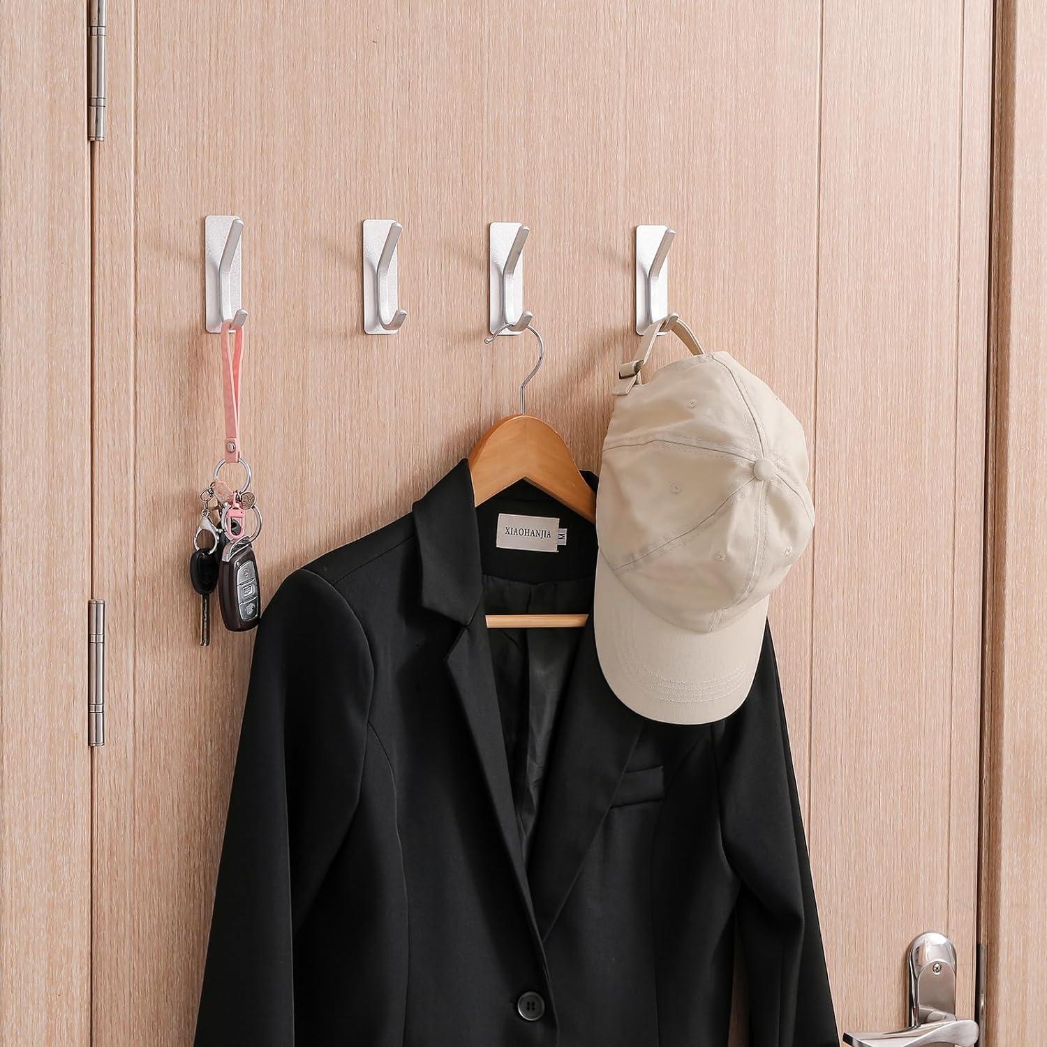 Paoli Heavy Duty Adhesive Hooks,Self-Adhesive Hooks Multiple Colors and Styles 30 lb Maximum Load for Home Schools and Offices（White，Set of 6）