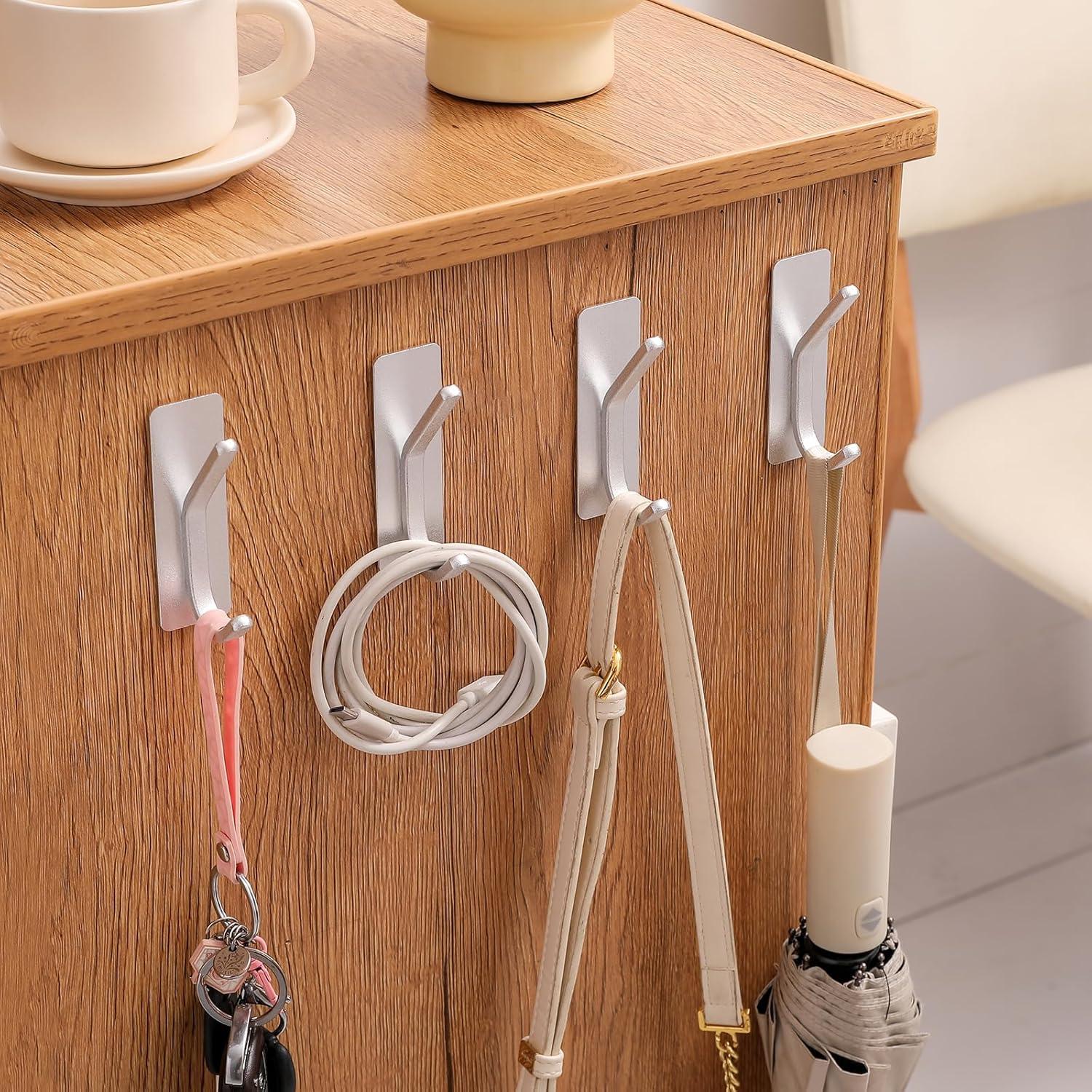 Paoli Heavy Duty Adhesive Hooks,Self-Adhesive Hooks Multiple Colors and Styles 30 lb Maximum Load for Home Schools and Offices（White，Set of 6）