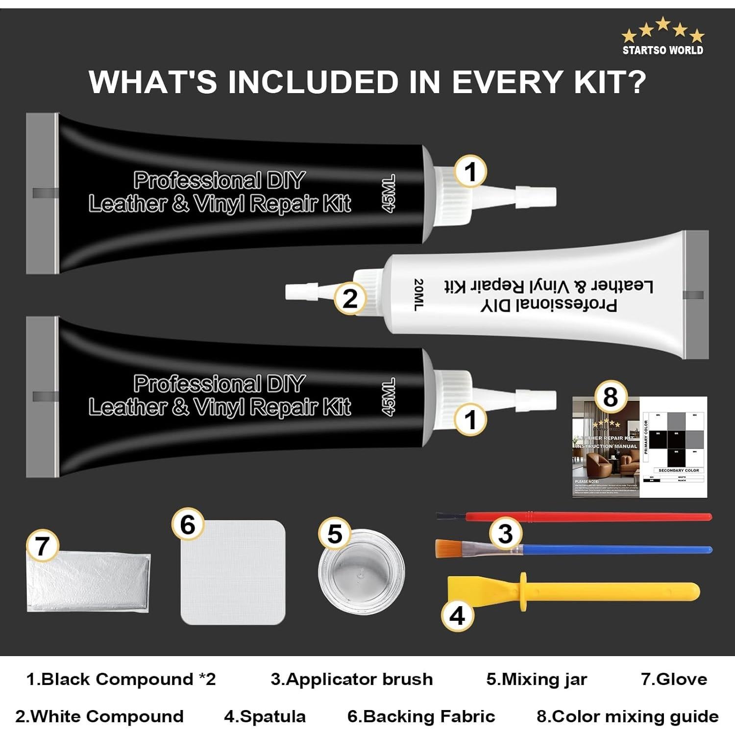 Kit de Reparación de Cuero Negro STARTSO WORLD - 150g