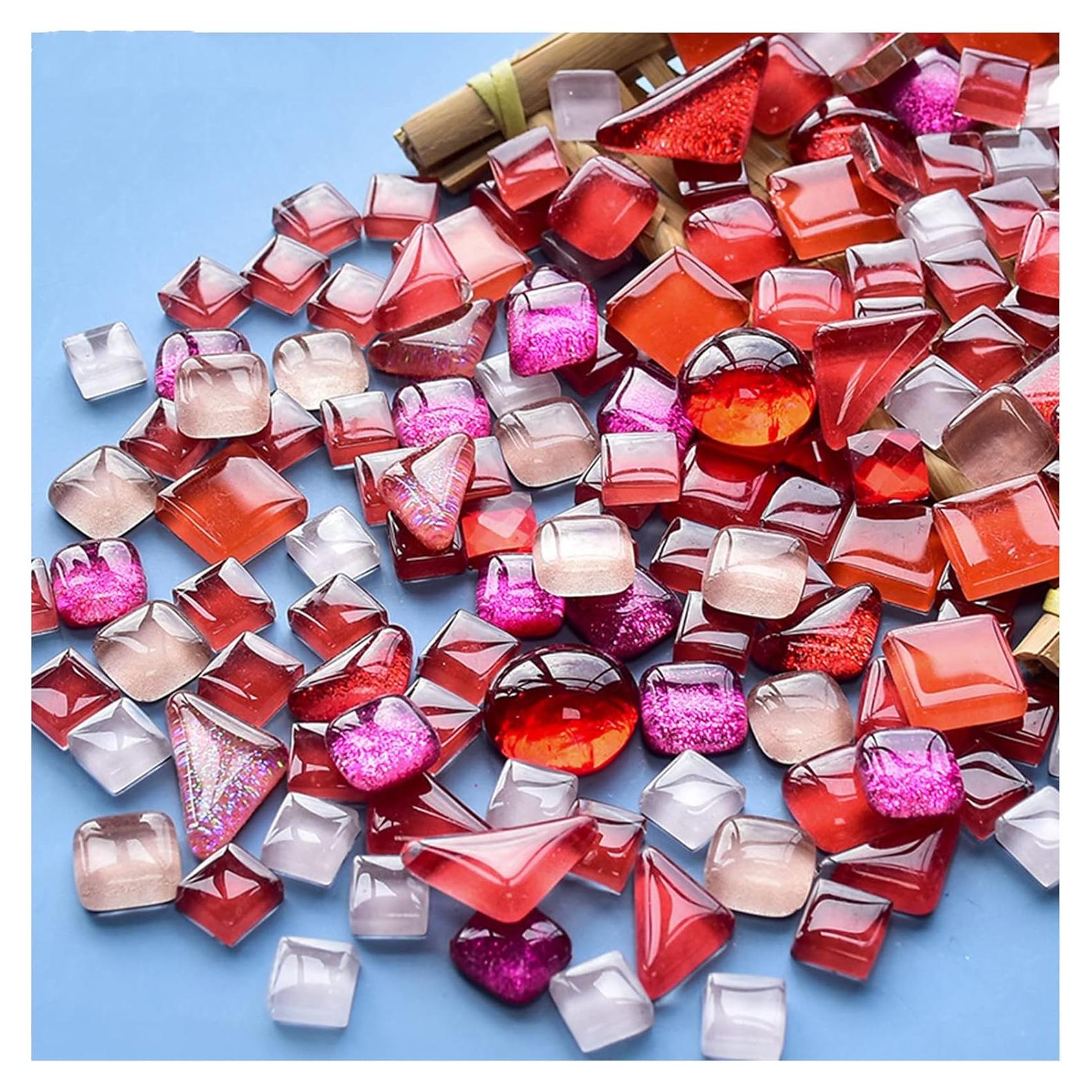 Azulejos de mosaico de cristal BTMIEY 500g 1x1cm Serie Roja