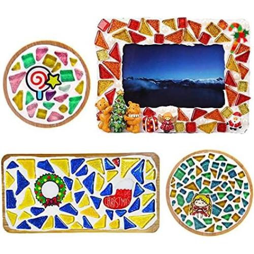 Azulejos de mosaico de cristal BTMIEY 500g 1x1cm Serie Roja