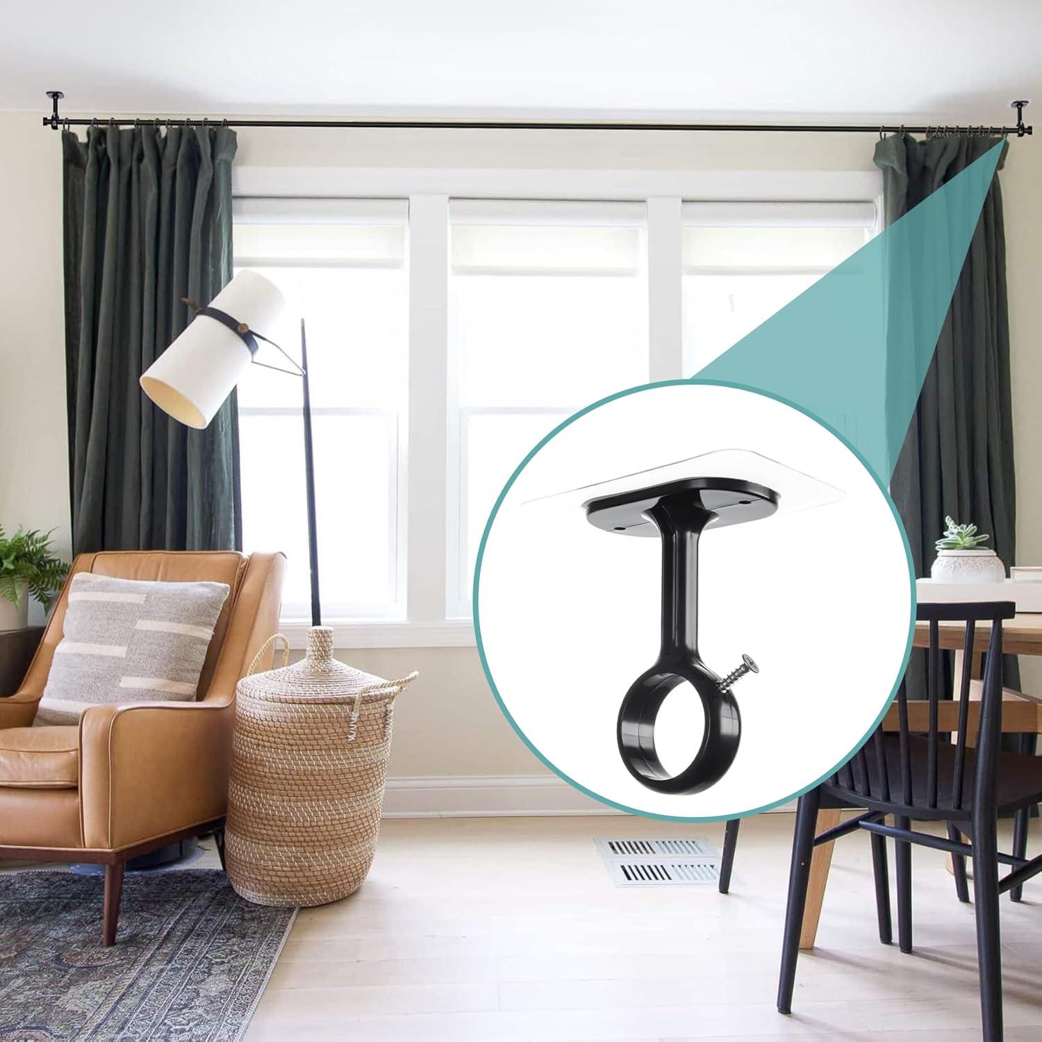 Paquete de 12 Soportes de Varilla de Cortina Antimbee Negro