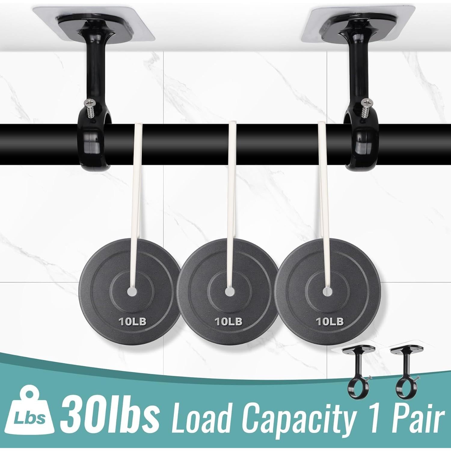 Paquete de 12 Soportes de Varilla de Cortina Antimbee Negro