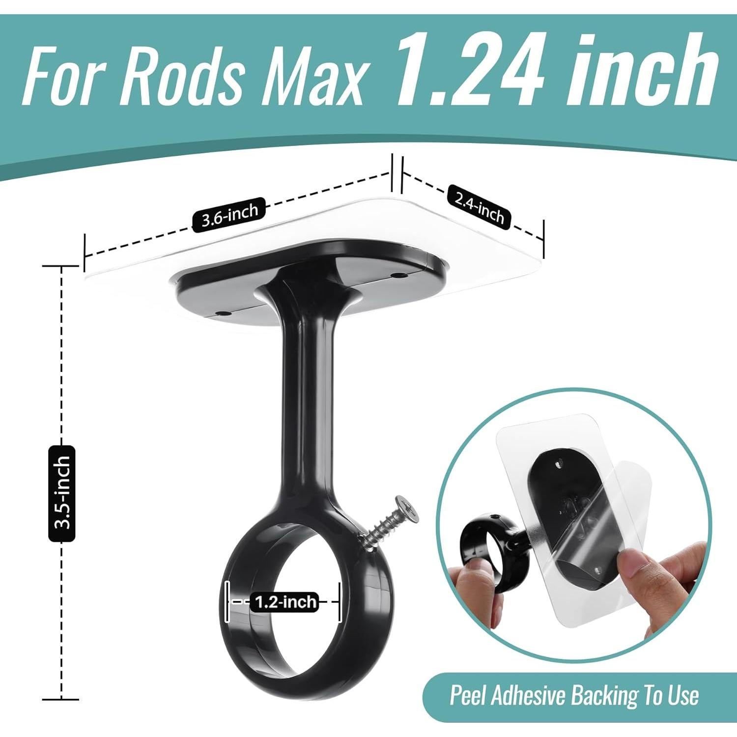 Paquete de 12 Soportes de Varilla de Cortina Antimbee Negro