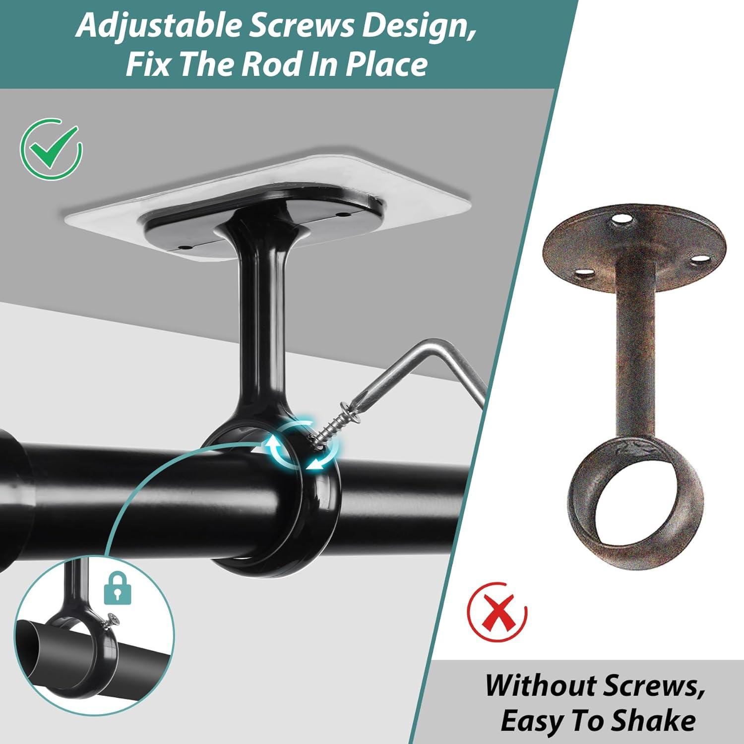 Paquete de 12 Soportes de Varilla de Cortina Antimbee Negro