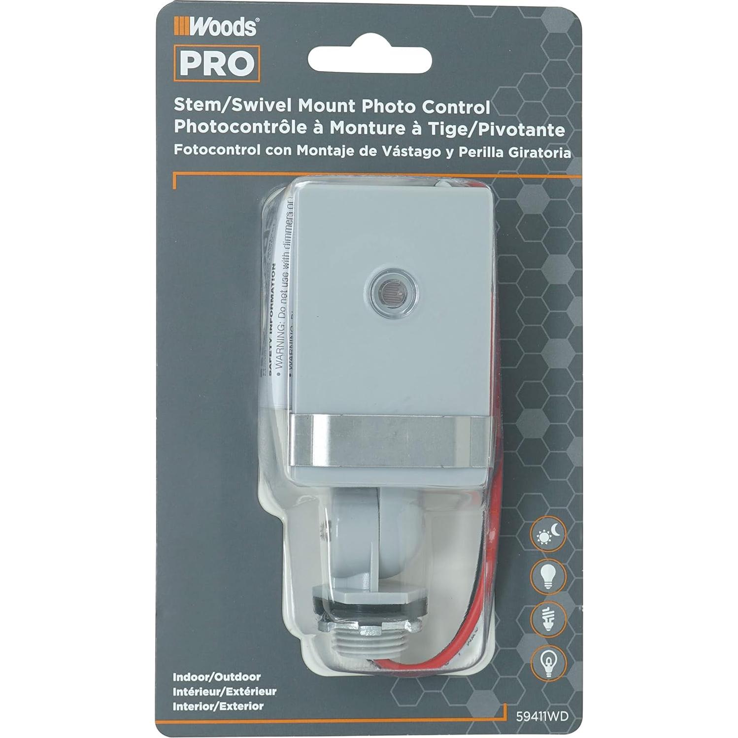 Control de Luz Exterior Woods 59411WD con Fotocélula 2000W