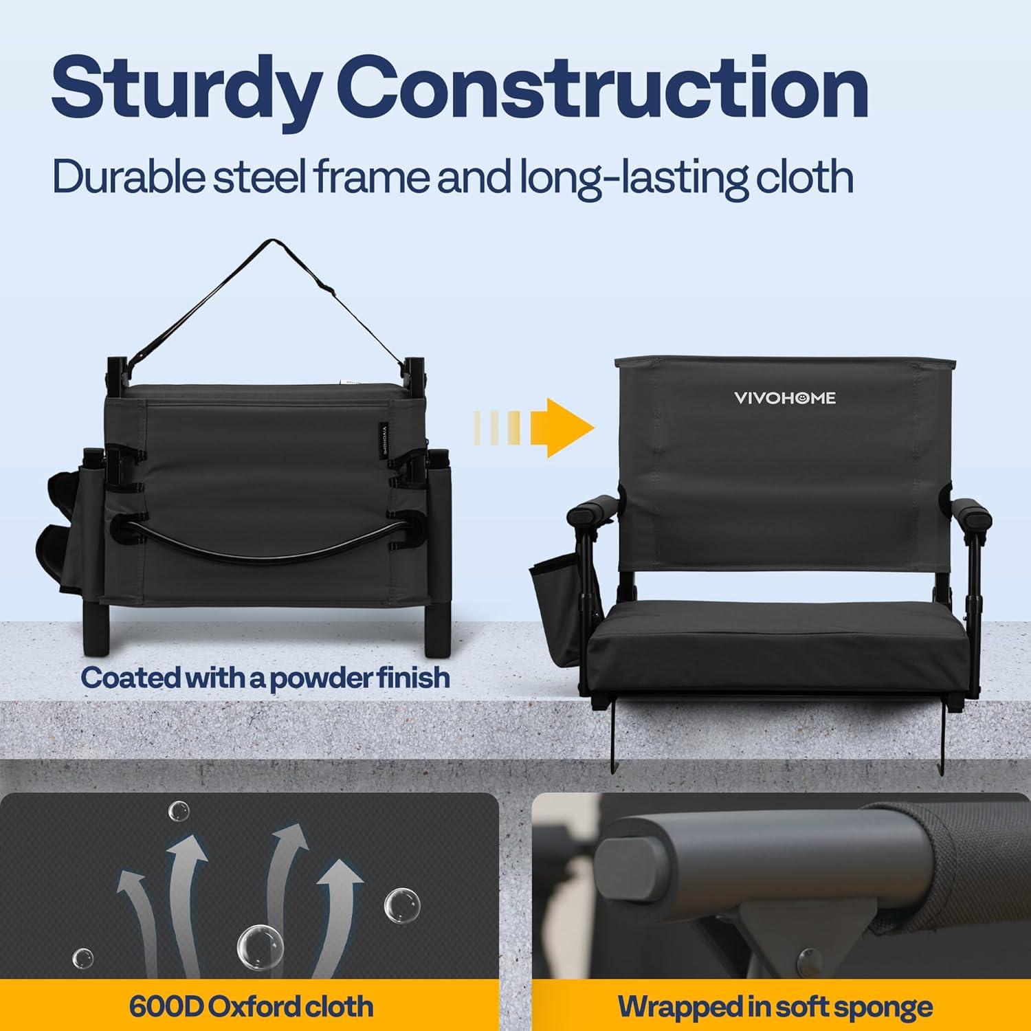 Asientos de Estadio VIVOHOME con Soporte y Cojín - 2 Unidades