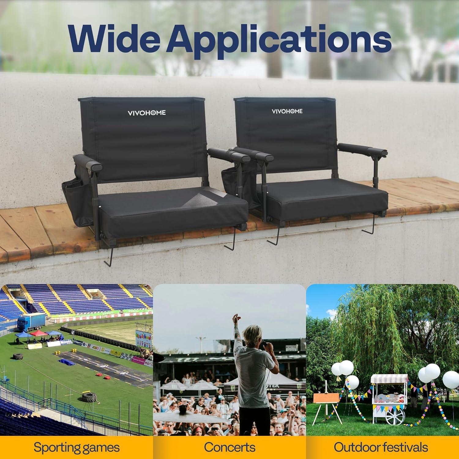 Asientos de Estadio VIVOHOME con Soporte y Cojín - 2 Unidades