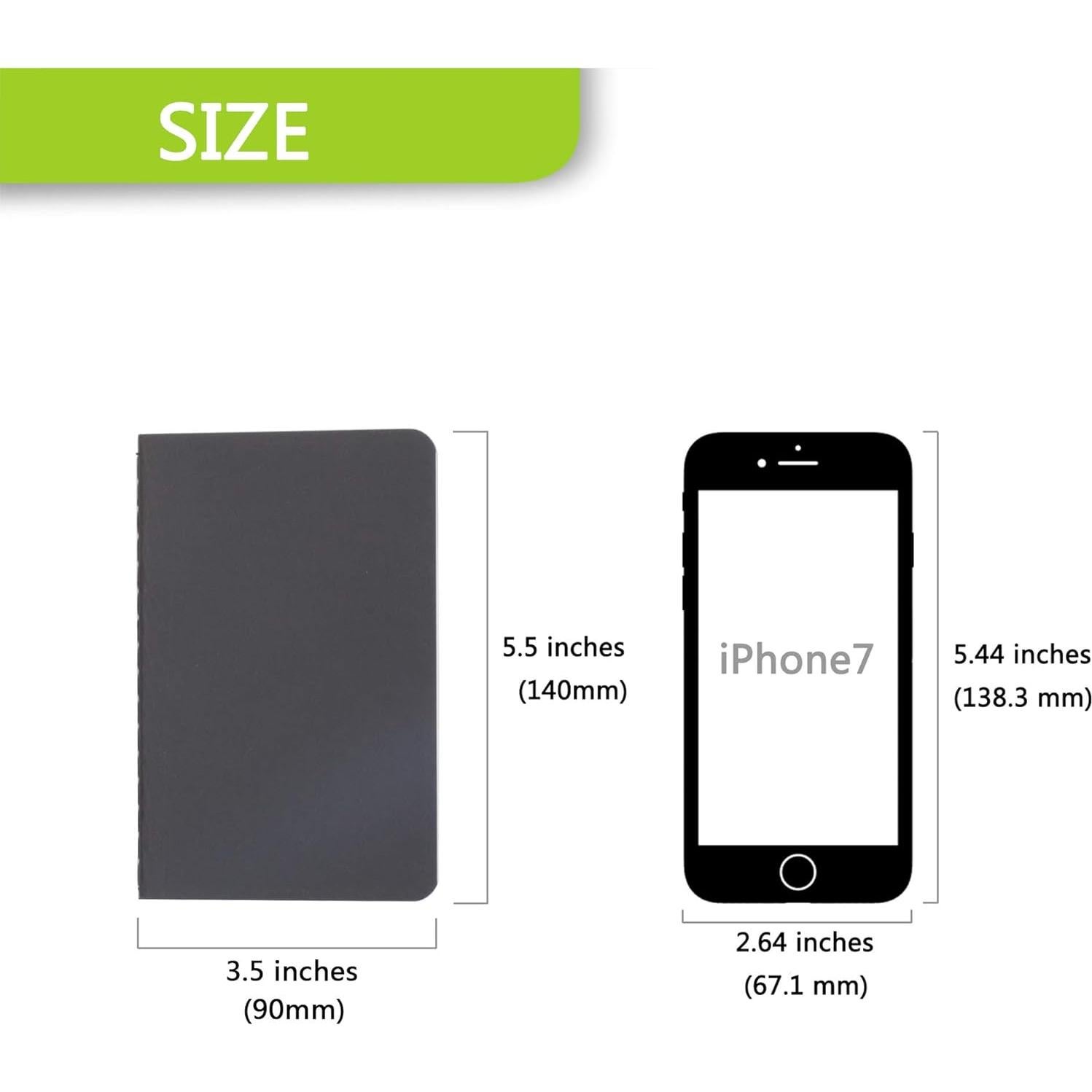 Cuaderno de bolsillo TWONE A6, 6 unidades, tapa blanda negra