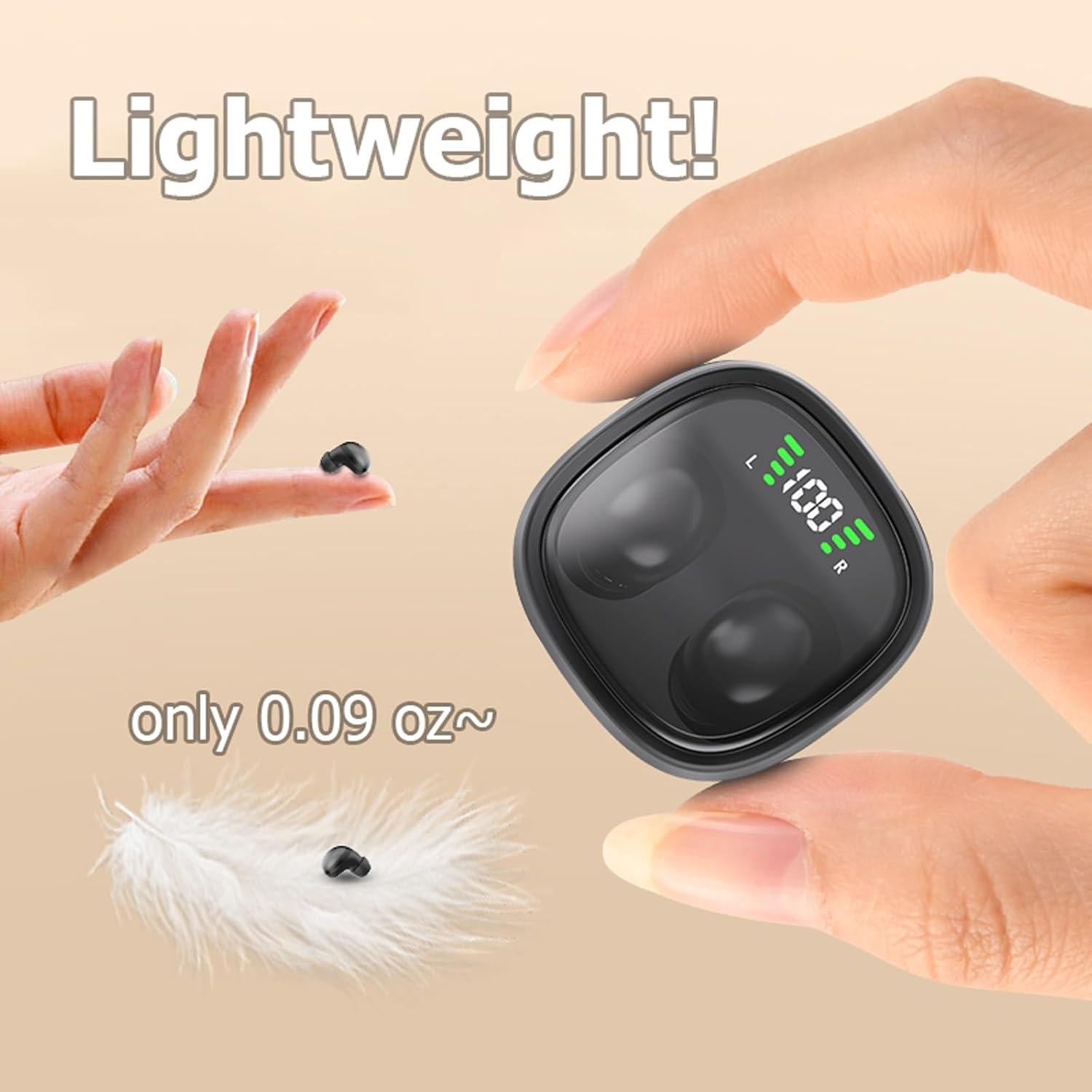 Low Profile Mini Small Invisible Earbuds Wireless Bluetooth Ear Buds for Small Ears Canals Women Kids, Flat Tiny Smallest Micro Discreet Sleep Hidden Headphones Comfortable Earbuds Wireless for Work