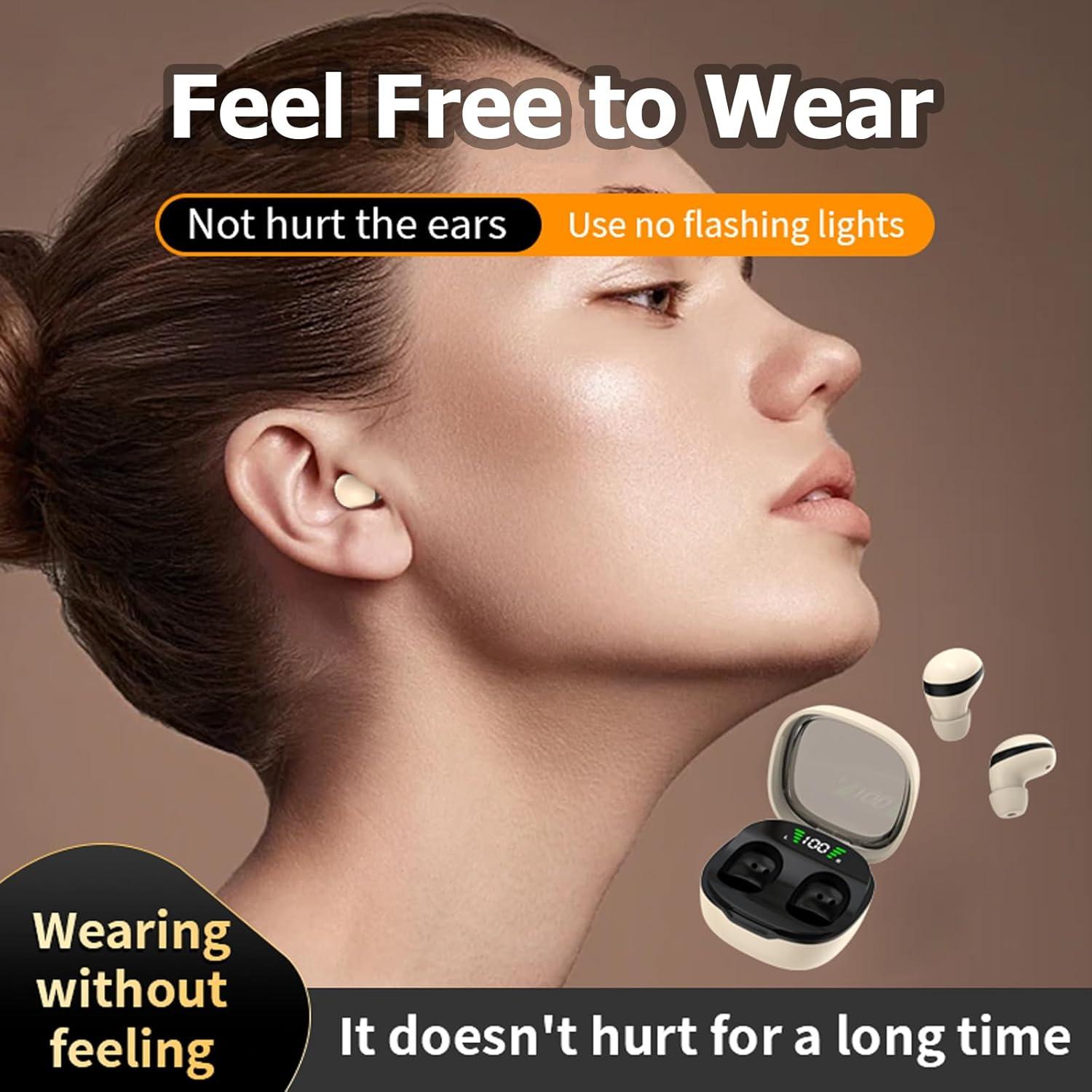 Low Profile Mini Small Invisible Earbuds Wireless Bluetooth Ear Buds for Small Ears Canals Women Kids, Flat Tiny Smallest Micro Discreet Sleep Hidden Headphones Comfortable Earbuds Wireless for Work