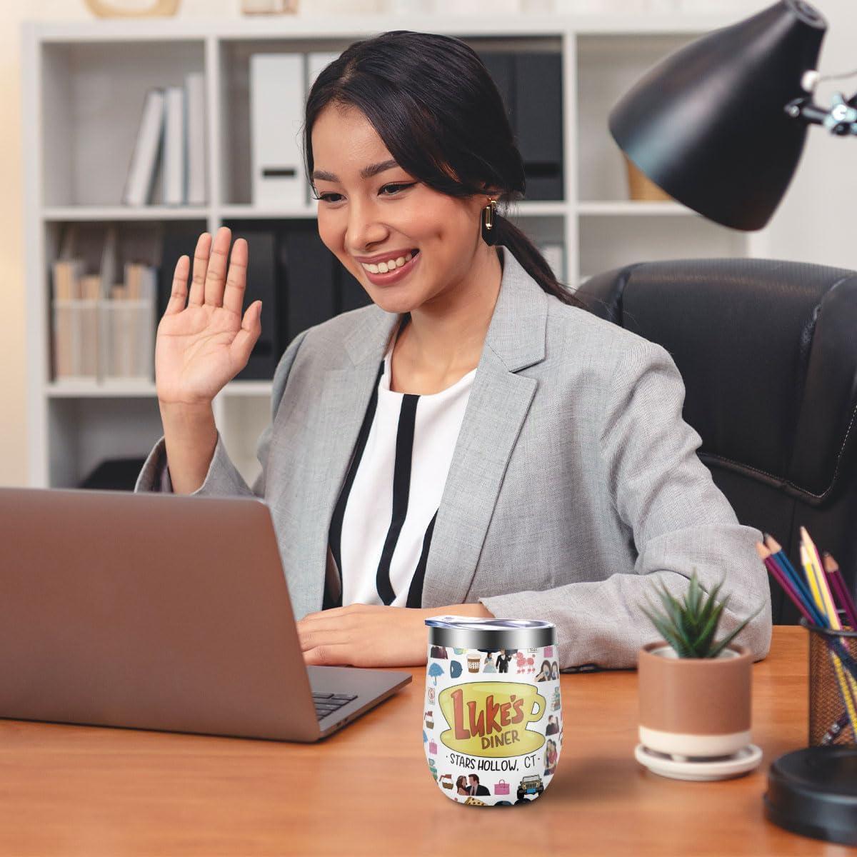 Vaso de vino de acero inoxidable LONGXIN 355 ml negro