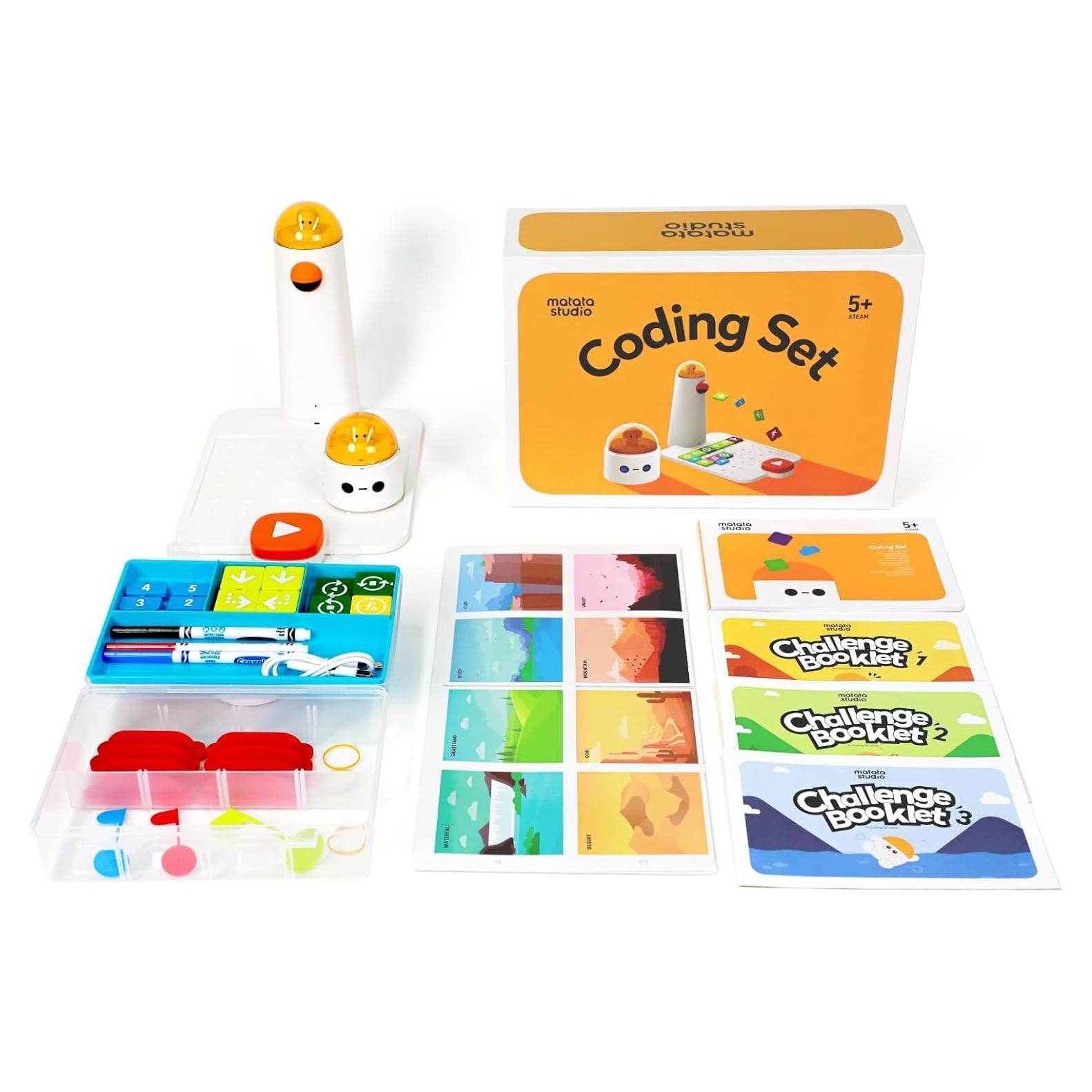 Coding Robot Set for Kids Ages 4+, STEM Robotics for Toddles to Learn Early Programming, Educational Toy for Homeschool & Classroom Ages 4-10