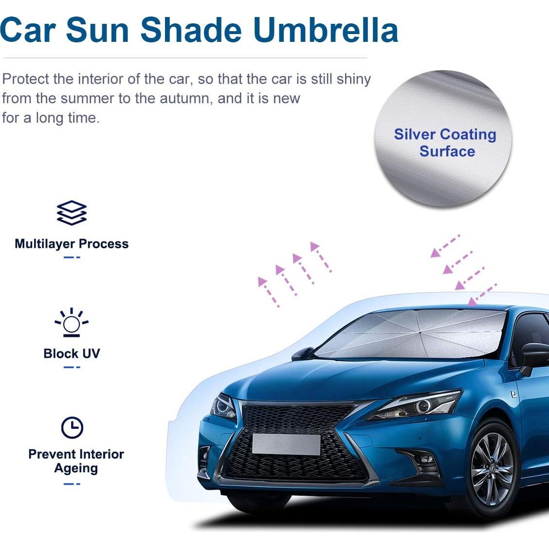 helloleiboo Car Windshield Sun Shade UV Rays and Heat Sun Visor Protector Foldable Reflector Windshields Umbrella
