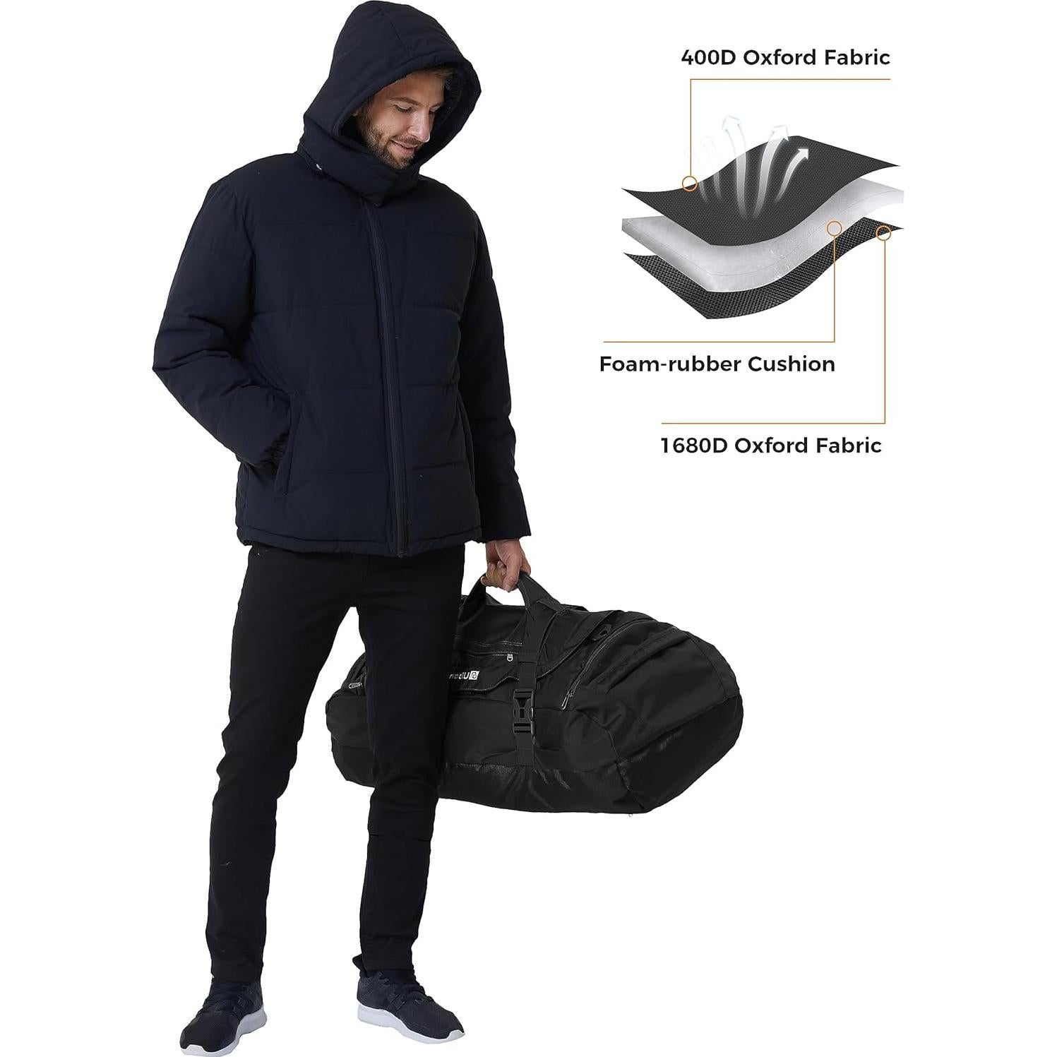 Bolsa de viaje grande Ubon 45L con compartimentos y mochila