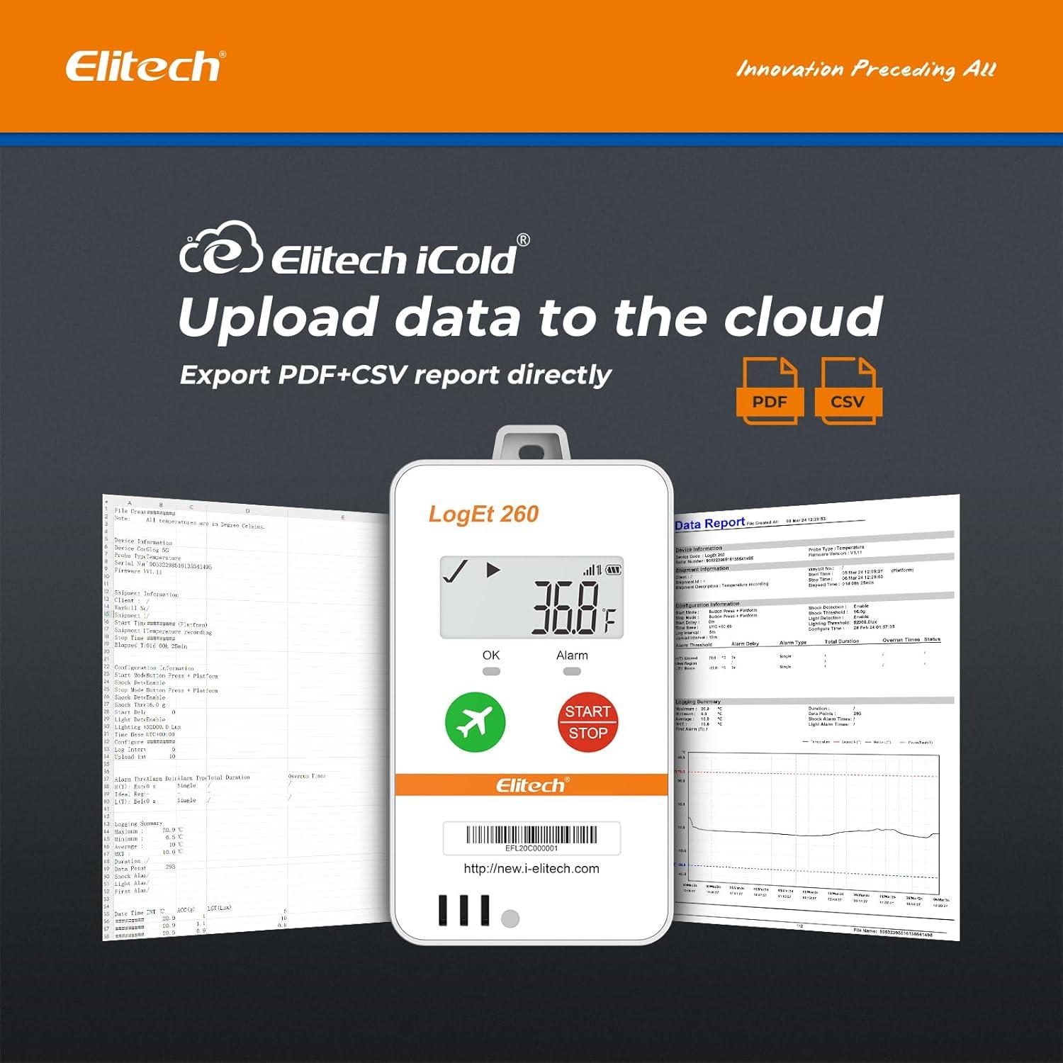 Registrador de Datos de Temperatura y Humedad Elitech Loget260-TH