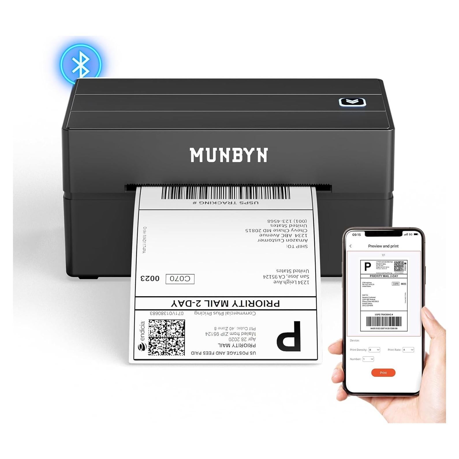 Impresora Térmica de Etiquetas MUNBYN 130B Bluetooth 4x6