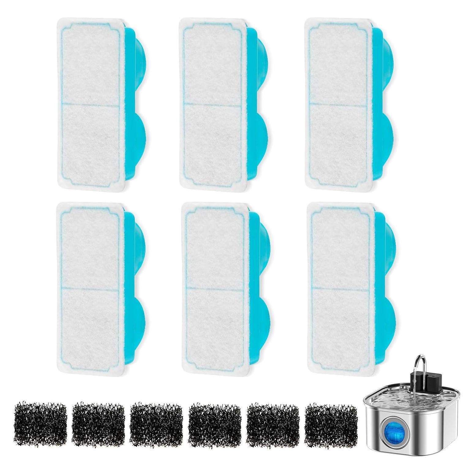 Filtro para fuente de agua para gatos NautyPaws 3.2L - 6 filtros + 6 esponjas