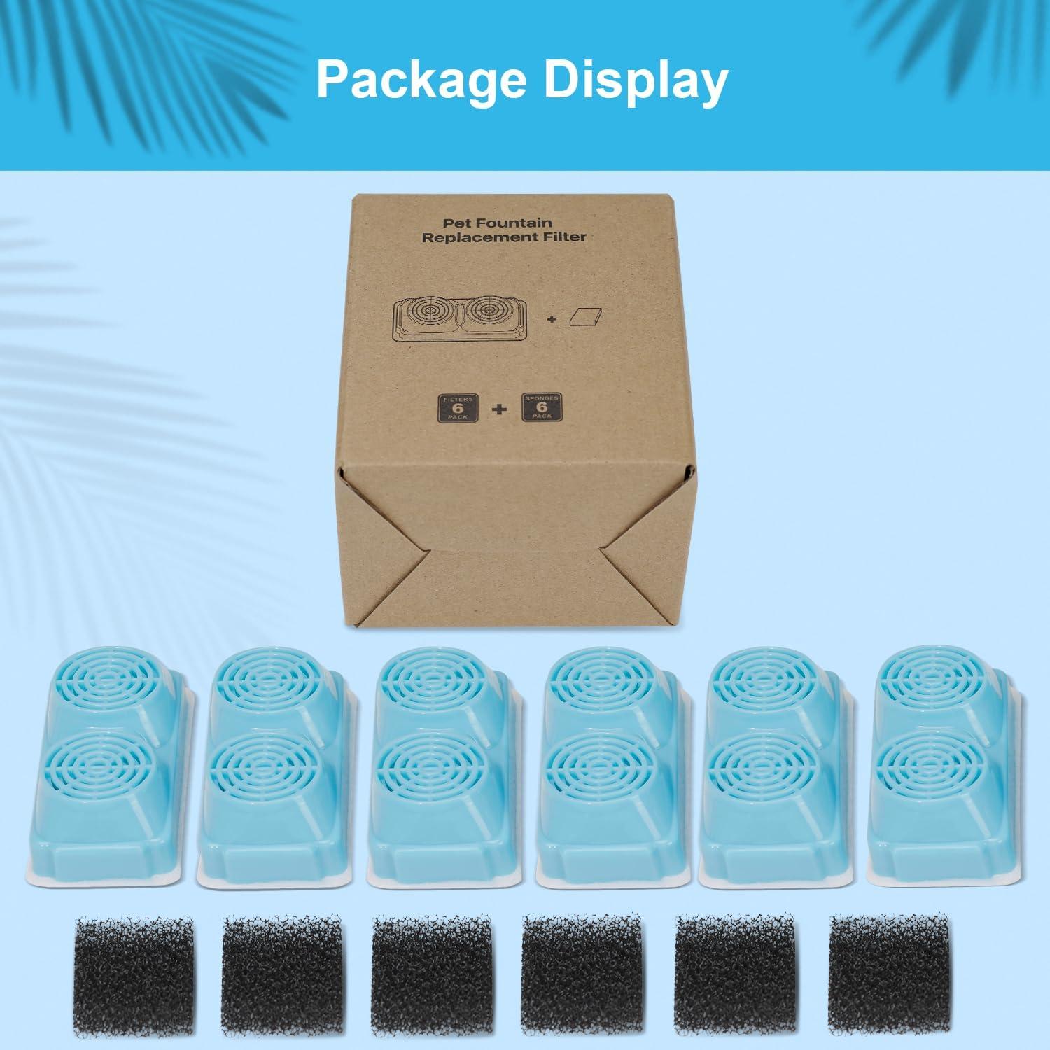 Filtro para fuente de agua para gatos NautyPaws 3.2L - 6 filtros + 6 esponjas