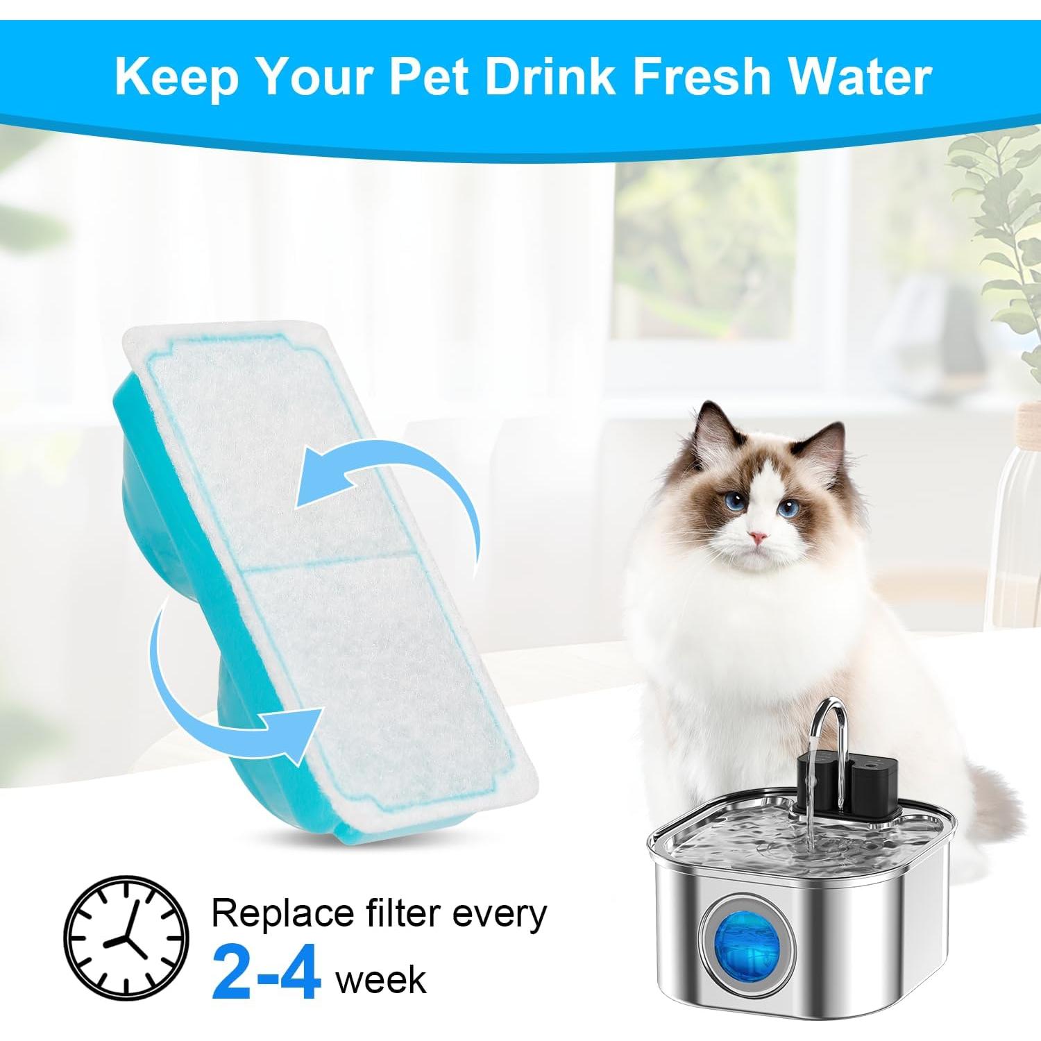 Filtro para fuente de agua para gatos NautyPaws 3.2L - 6 filtros + 6 esponjas