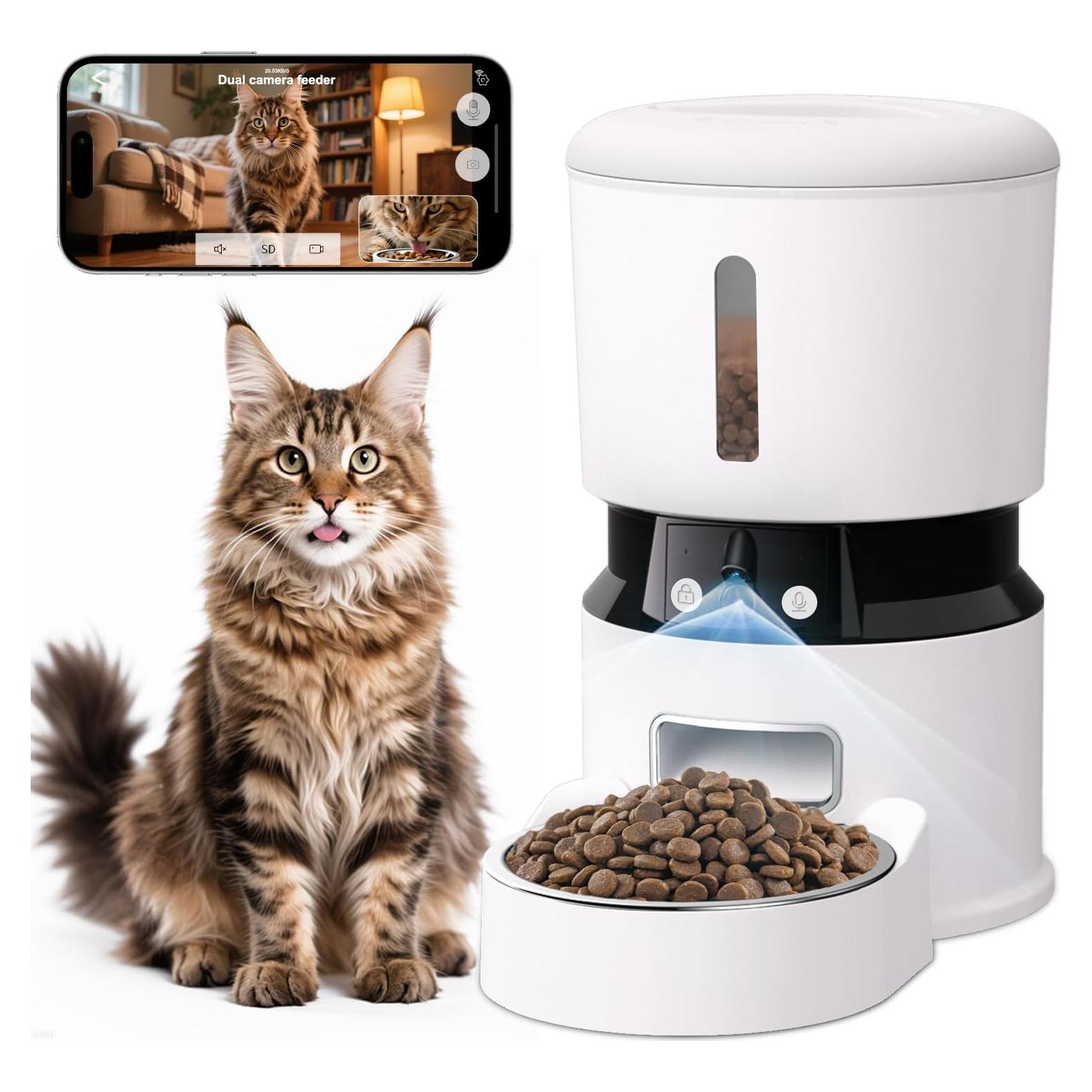 Comedero Automático MIETUBL para Gatos con 2 Cámaras HD 1080P